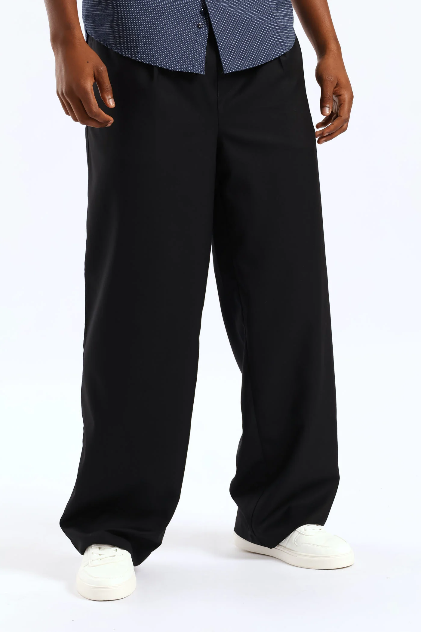 Pull-On Wide Leg Trousers - Black - Image 3