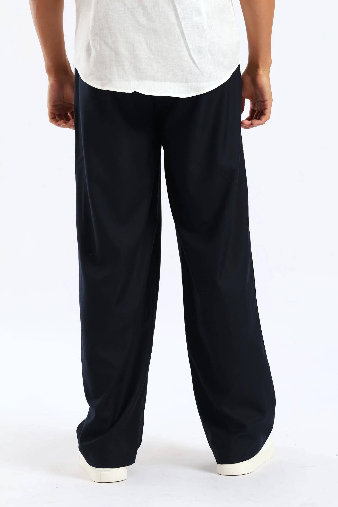 Pull-On Wide Leg Trousers - Navy - Image 4