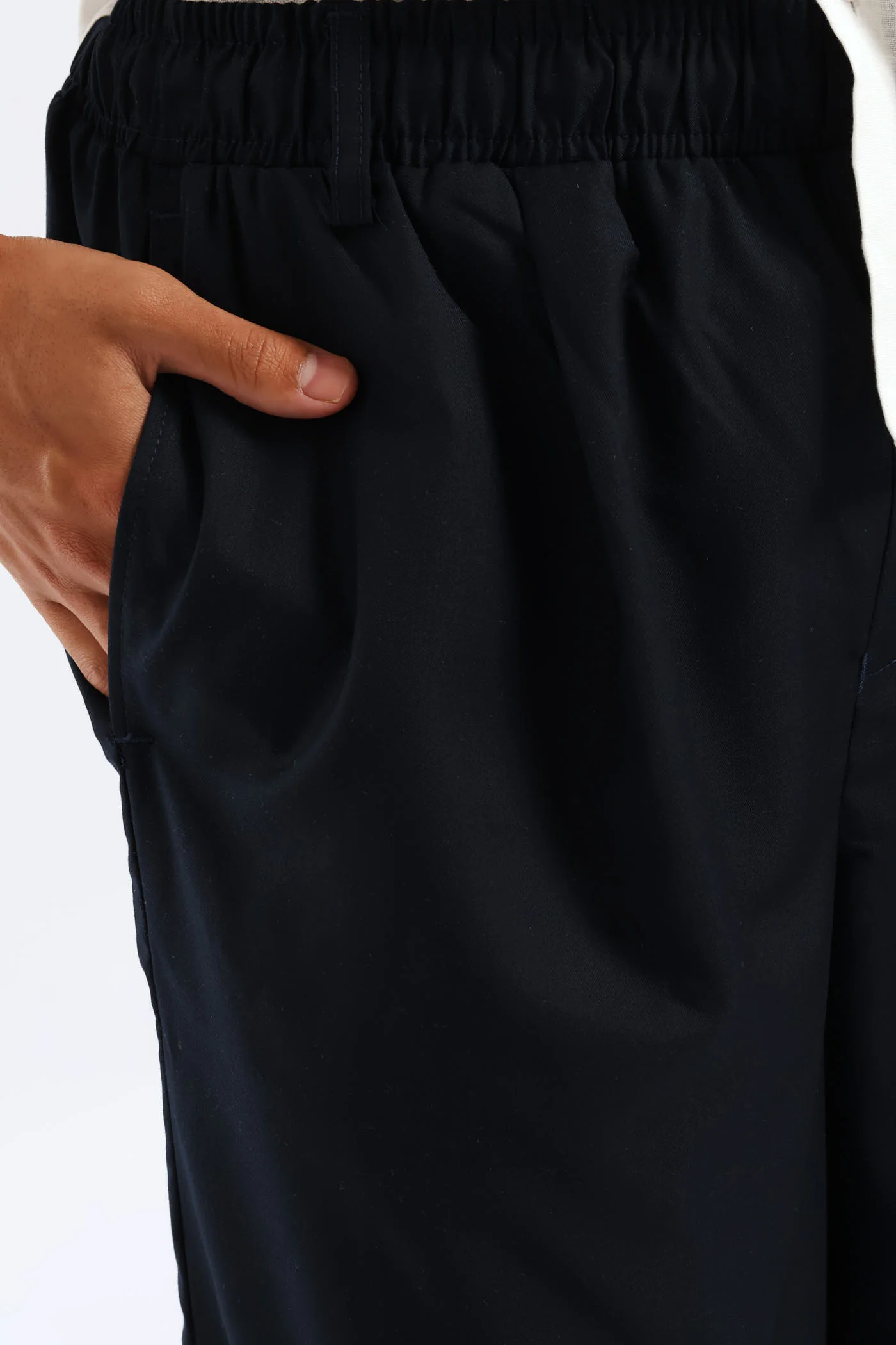 Pull-On Wide Leg Trousers - Navy - Image 5