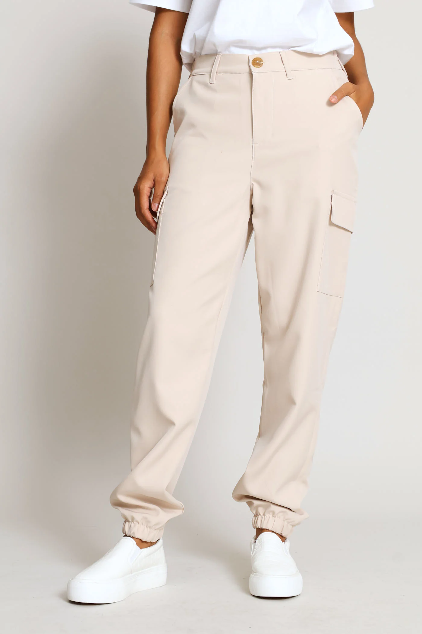 Pullon Barbi Utility Pants - Oatmeal - Image 2