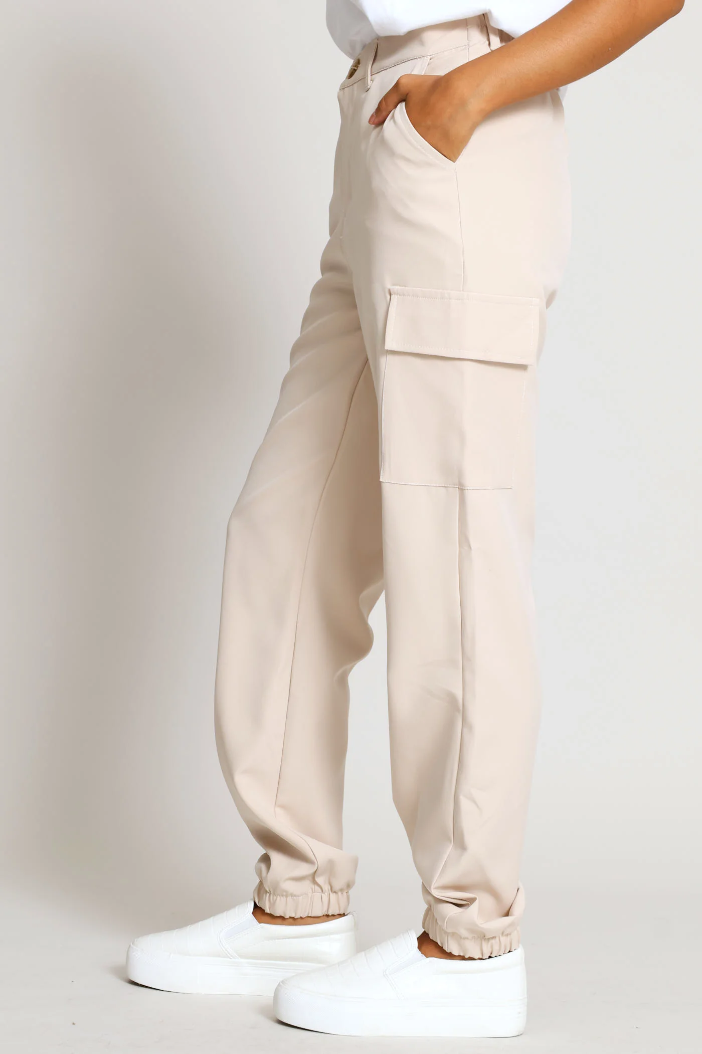 Pullon Barbi Utility Pants - Oatmeal - Image 3