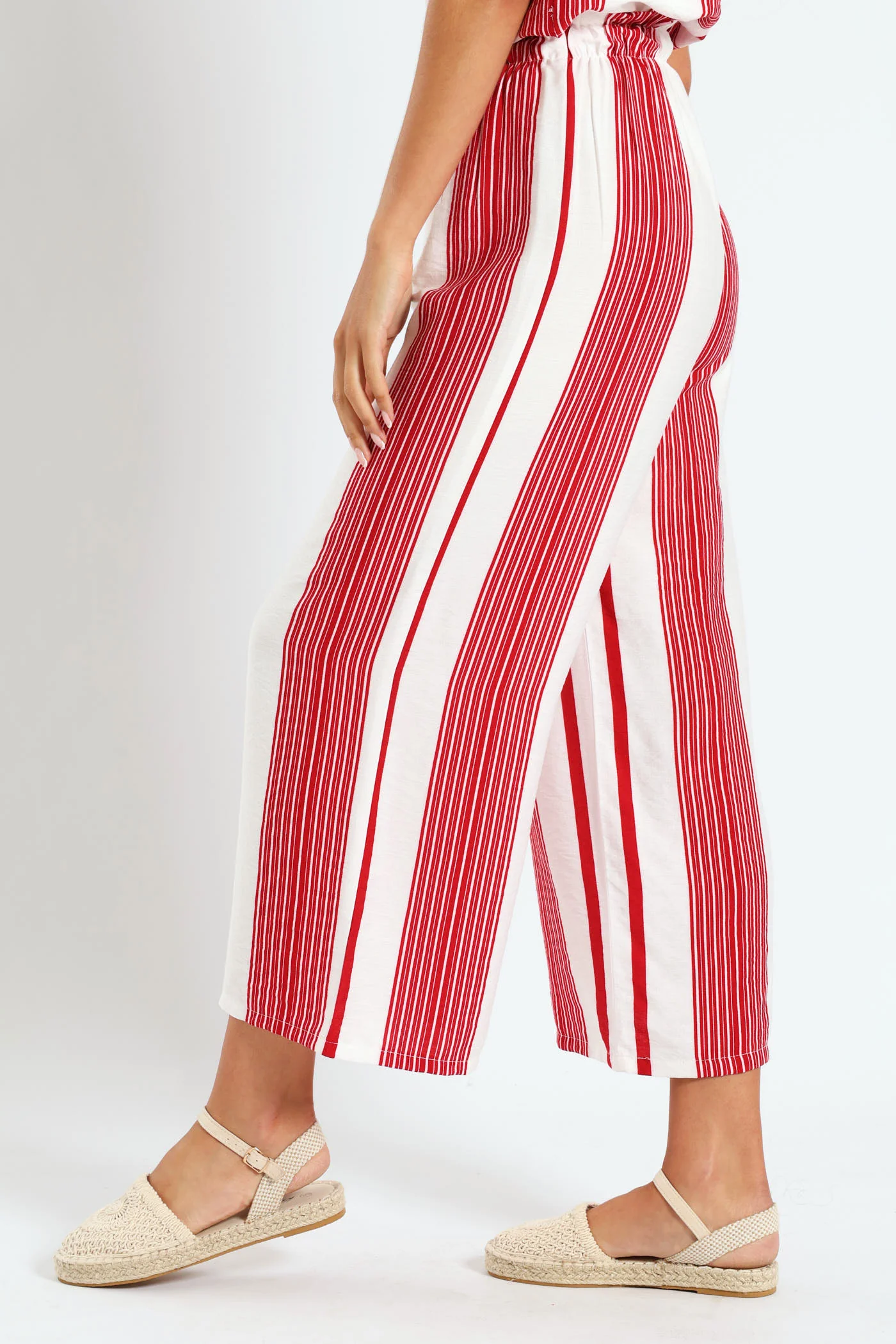 Pull On Capri Pants - White/Red - Image 2