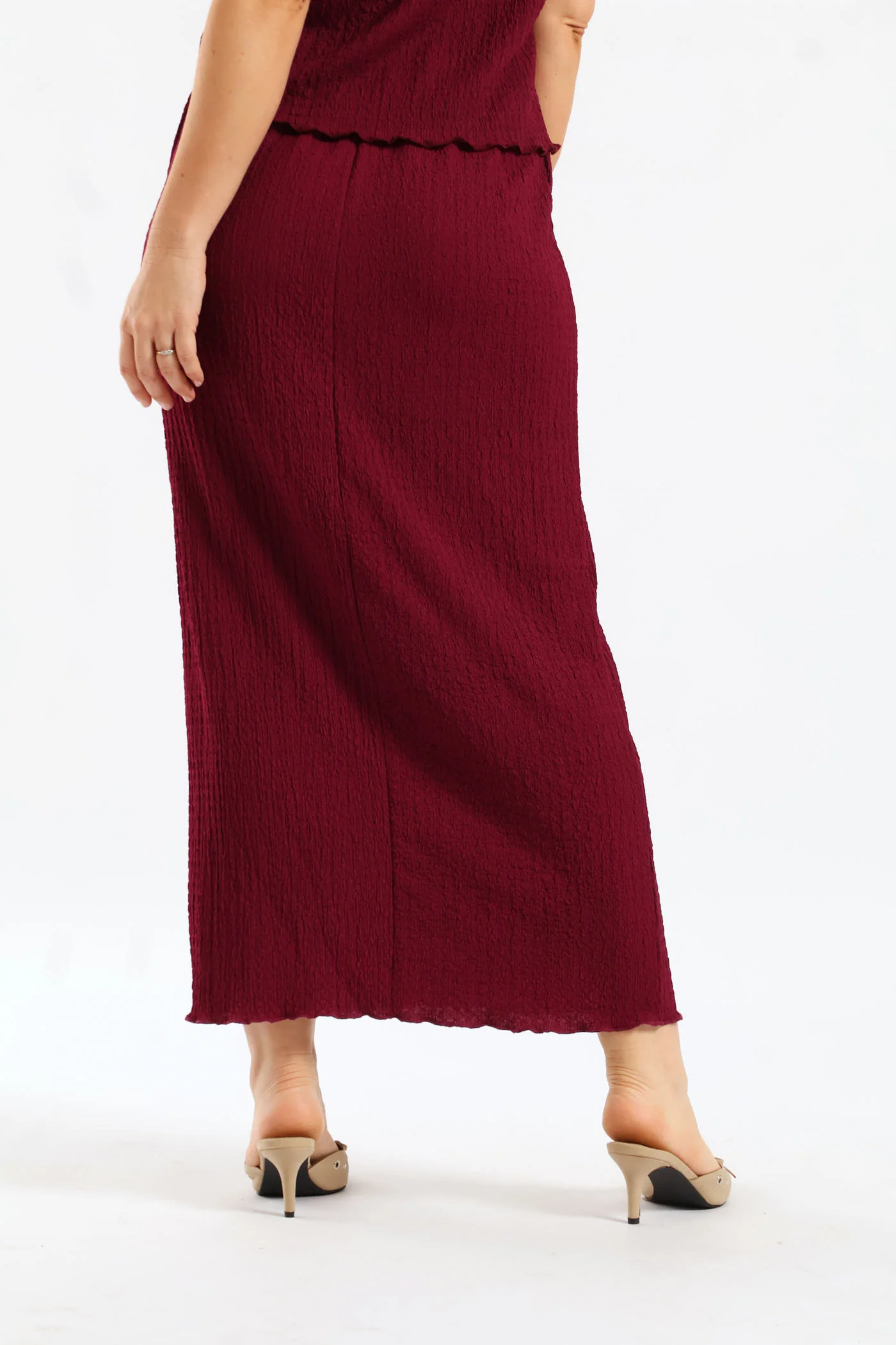 Pullon Crinkle Midaxi Skirt - Magenta - Image 5