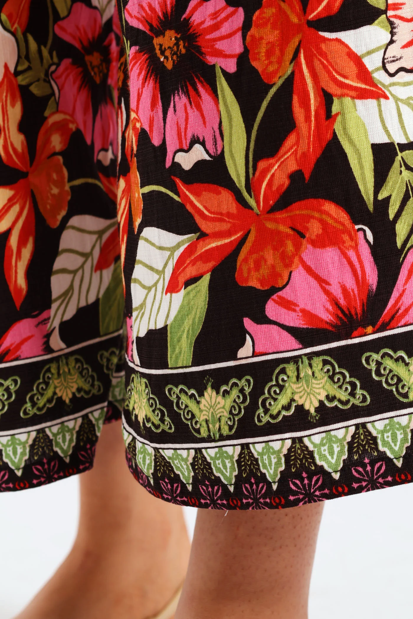 Pull On Drawstring Tropical Floral Wideleg Pant - Multi - Image 6