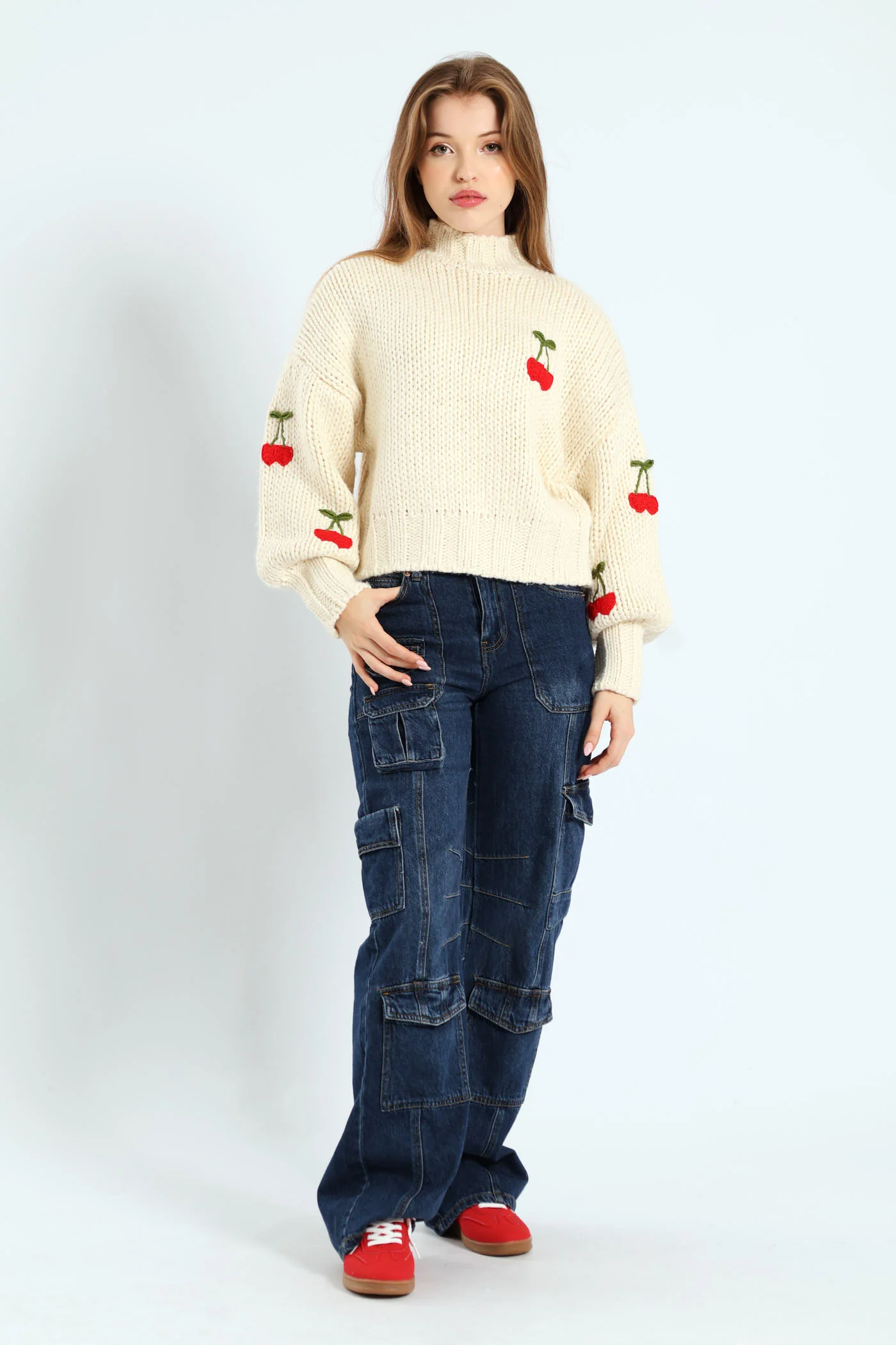 Cherry Pullover Sweater - White - Image 2