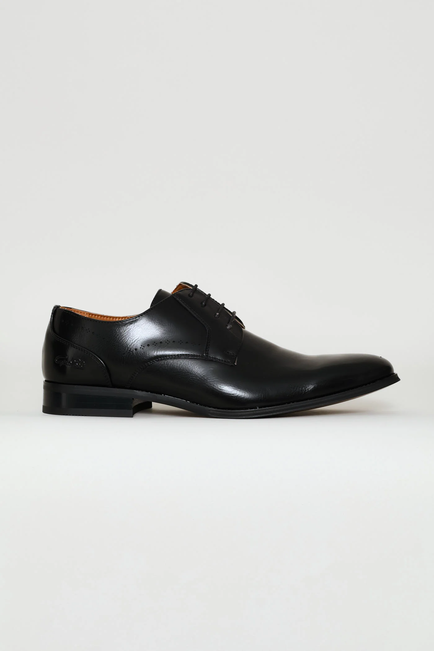 Punched Detail Derby Shoe - Black - Image 2