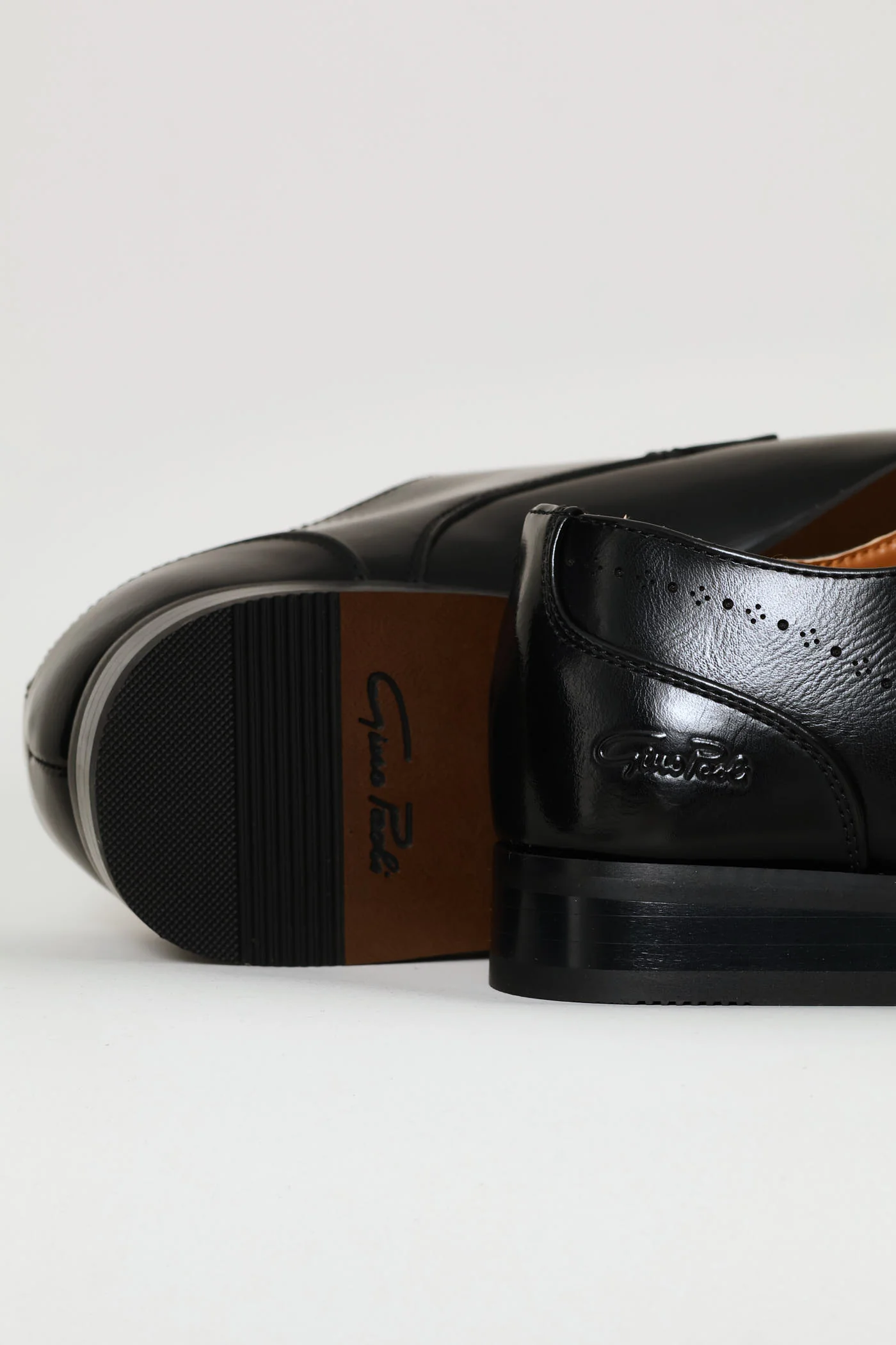 Punched Detail Derby Shoe - Black - Image 5