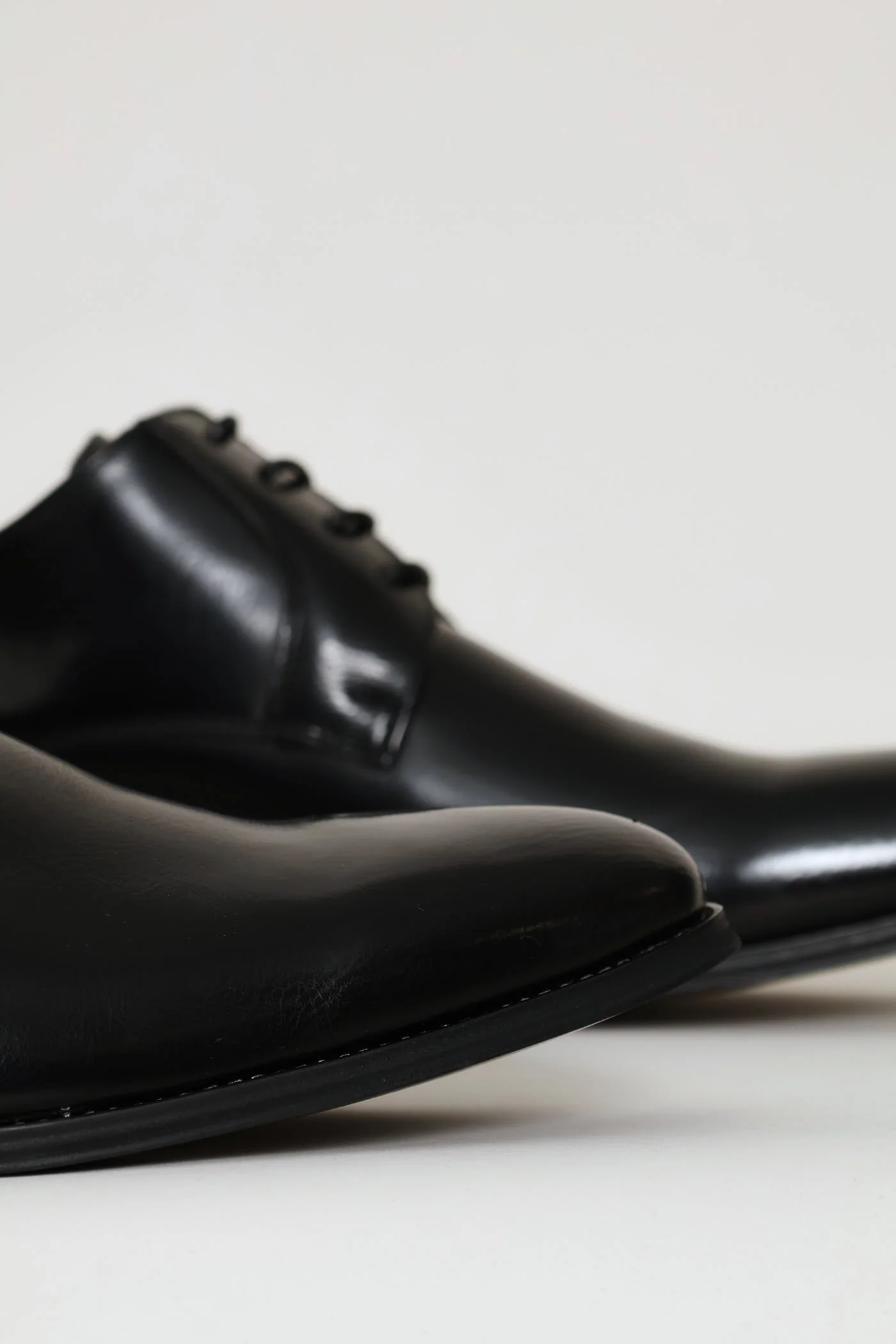 Punched Detail Derby Shoe - Black - Image 6