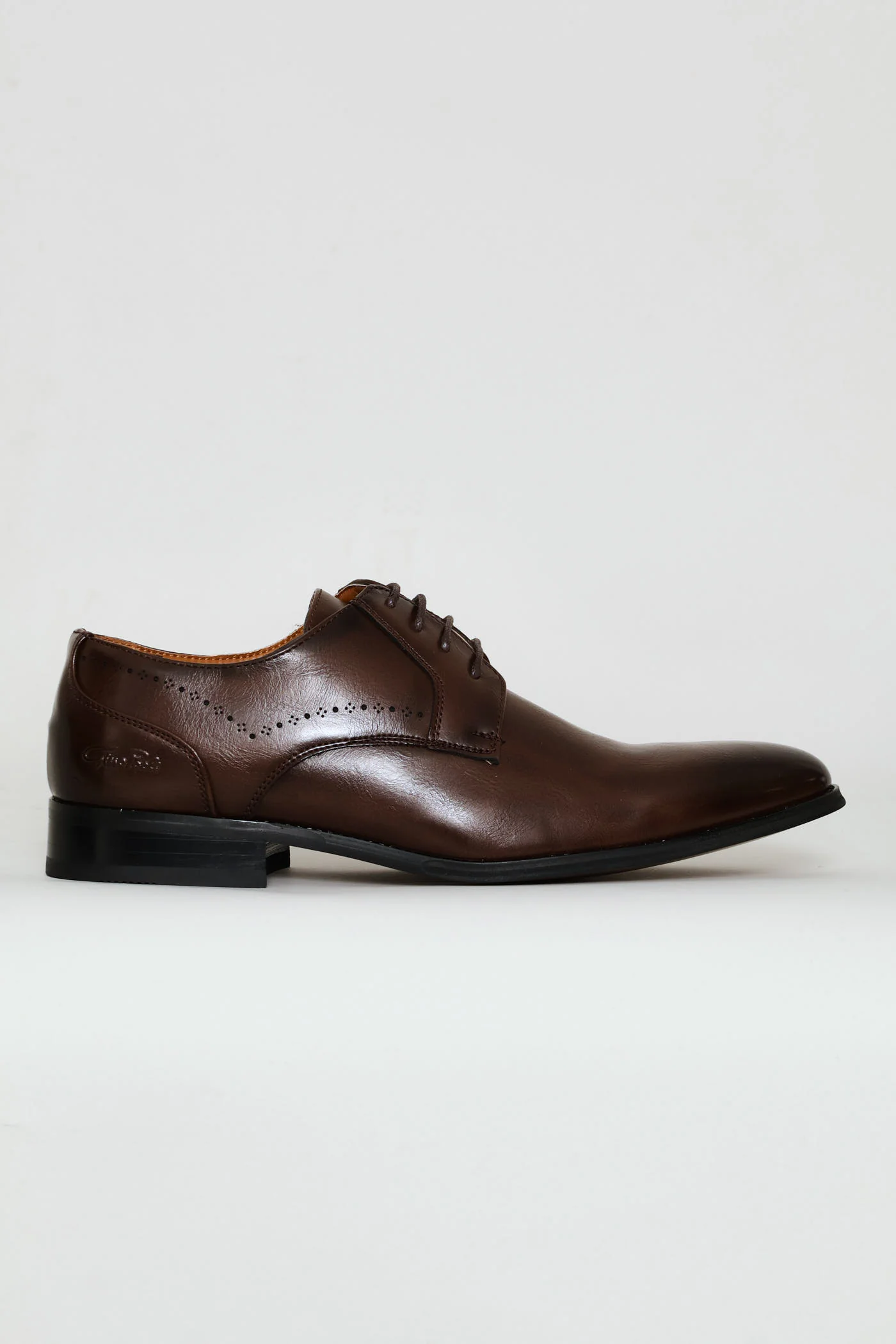 Punched Detail Derby Shoe - Brown - Image 2