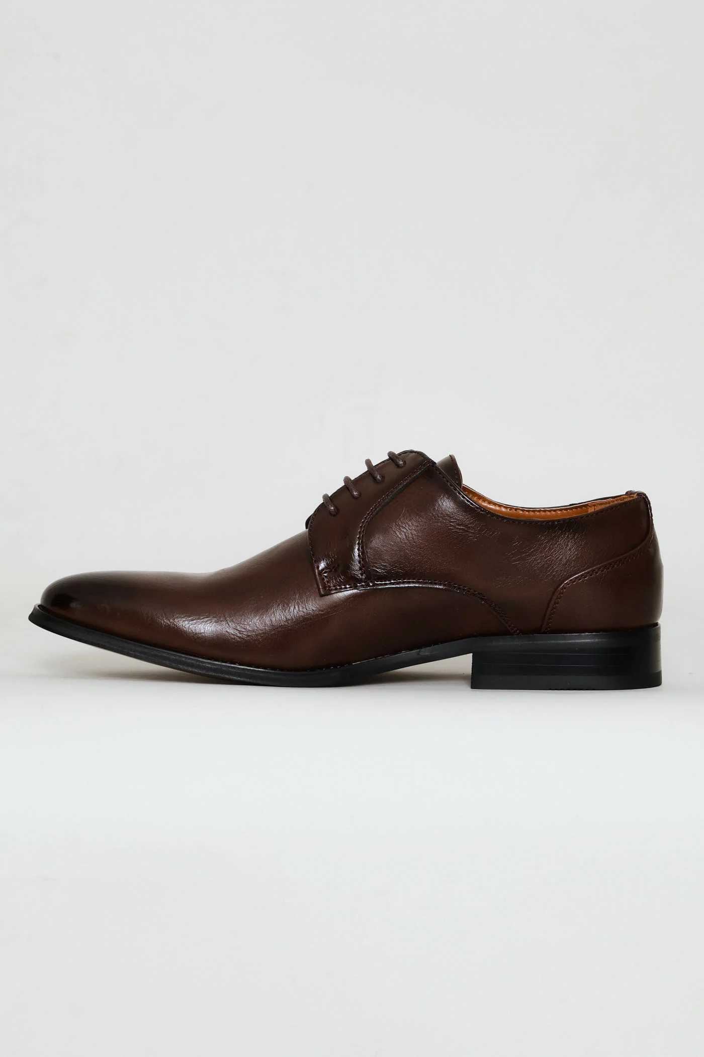 Punched Detail Derby Shoe - Brown - Image 3