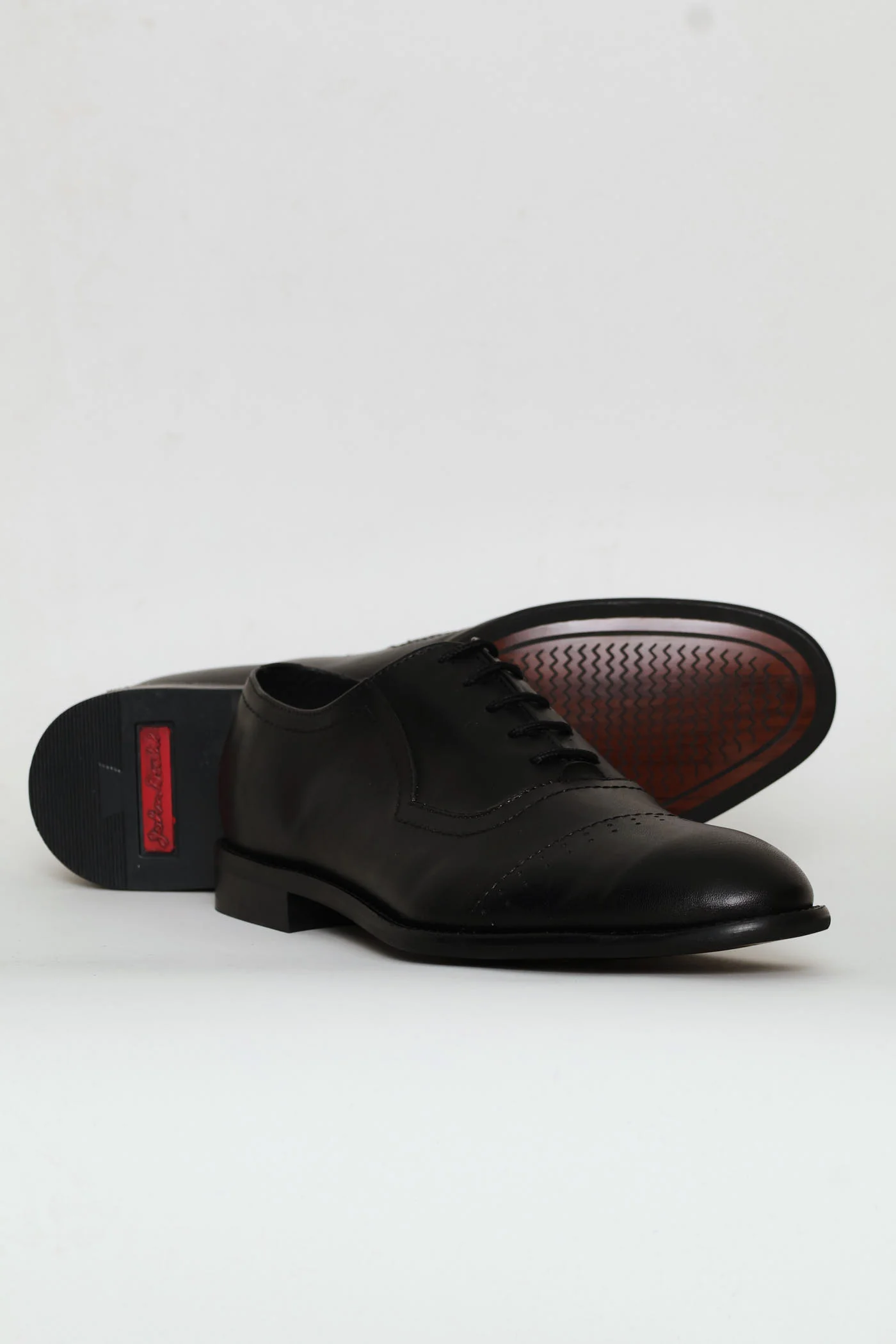 Punched Detail Oxford Lace Up Shoe - Black - Image 6