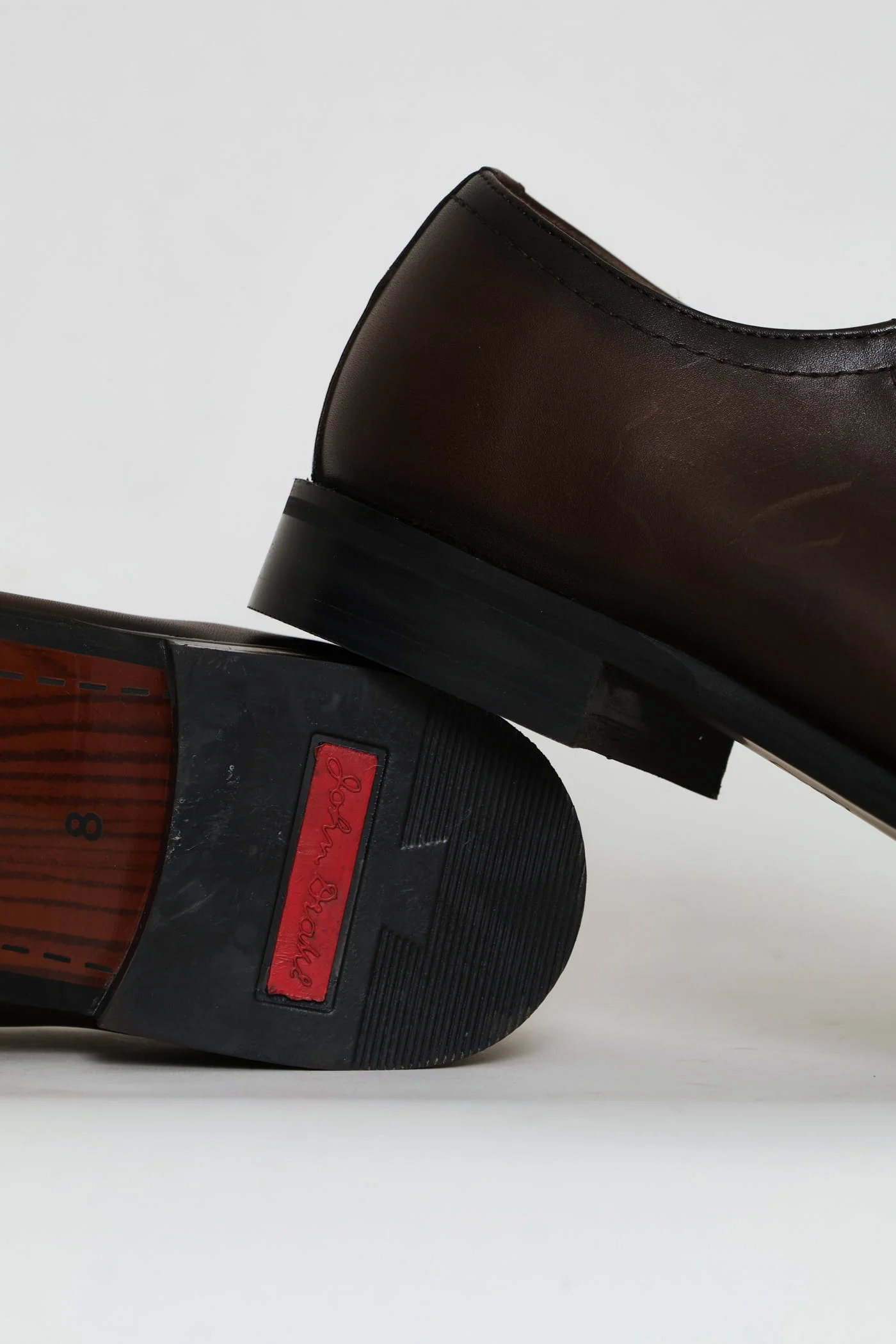 Punched Detail Oxford Lace Up Shoe - Chocolate - Image 5