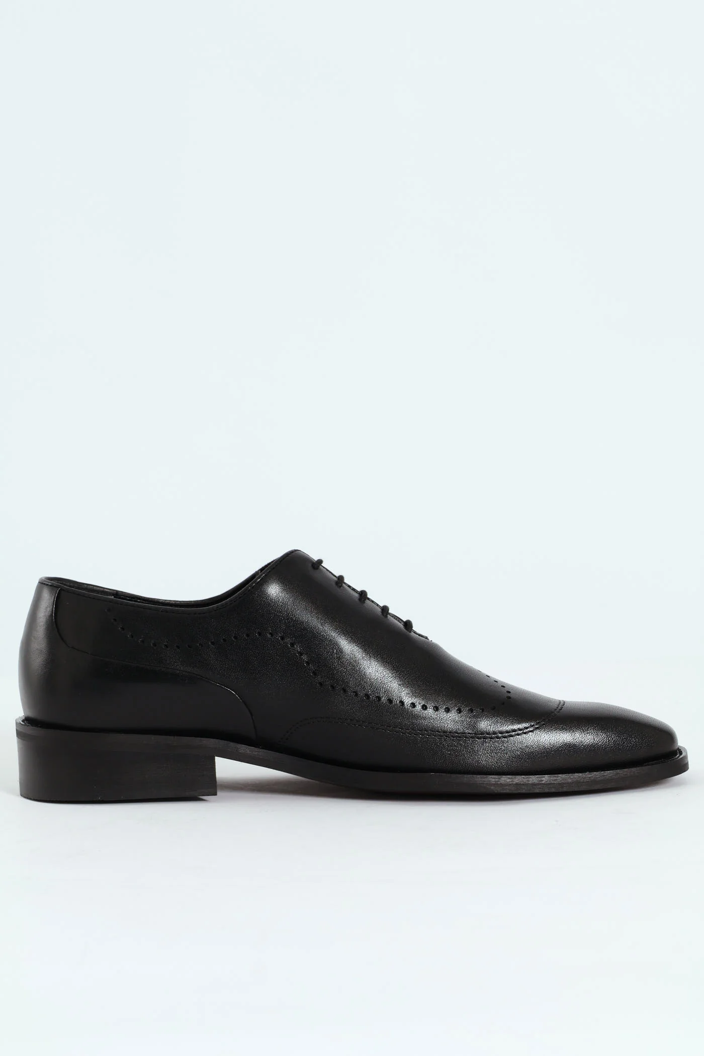 Punched Detail Oxford Shoe - Black - Image 5
