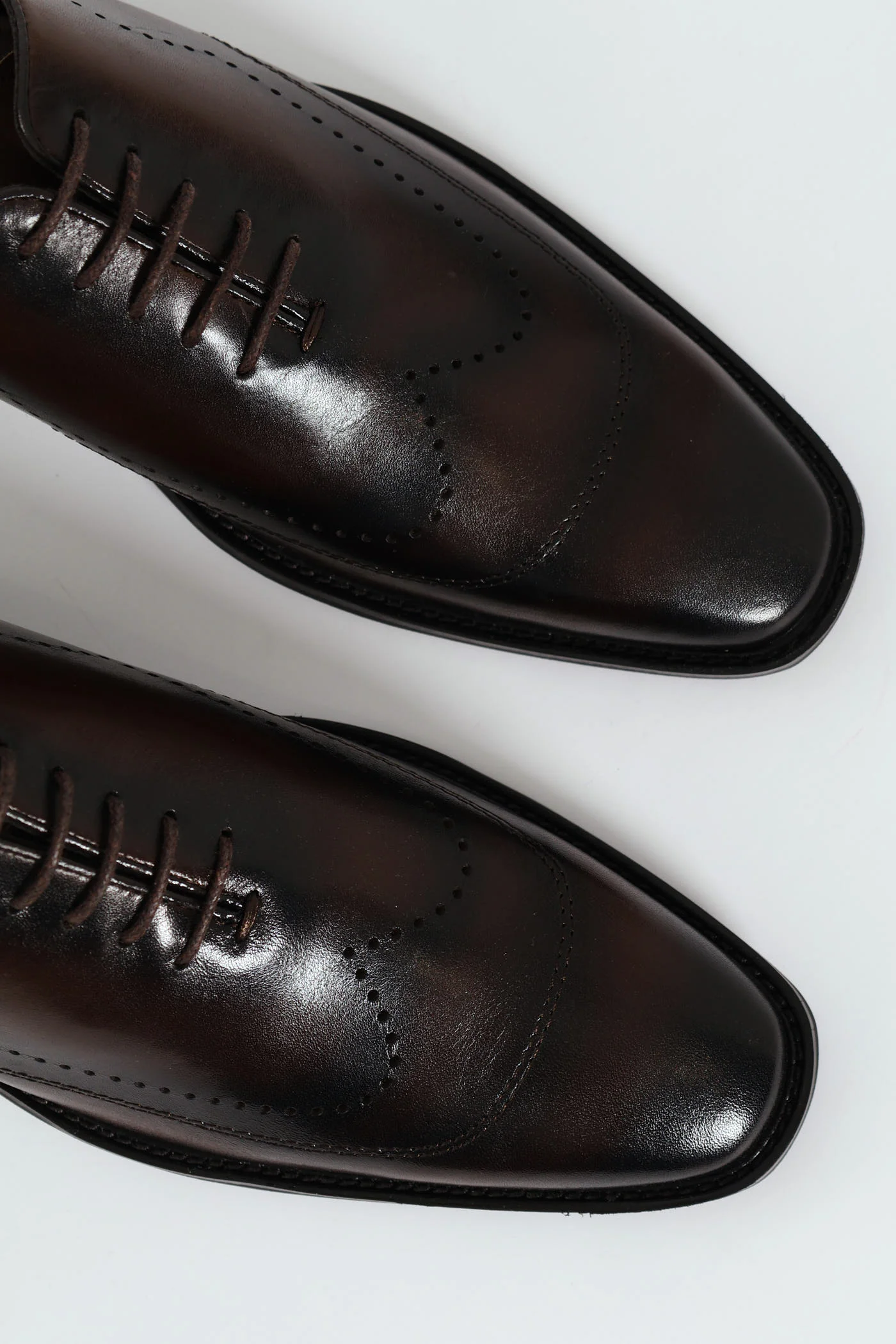 Punched Detail Oxford Shoe - Chocolate - Image 2