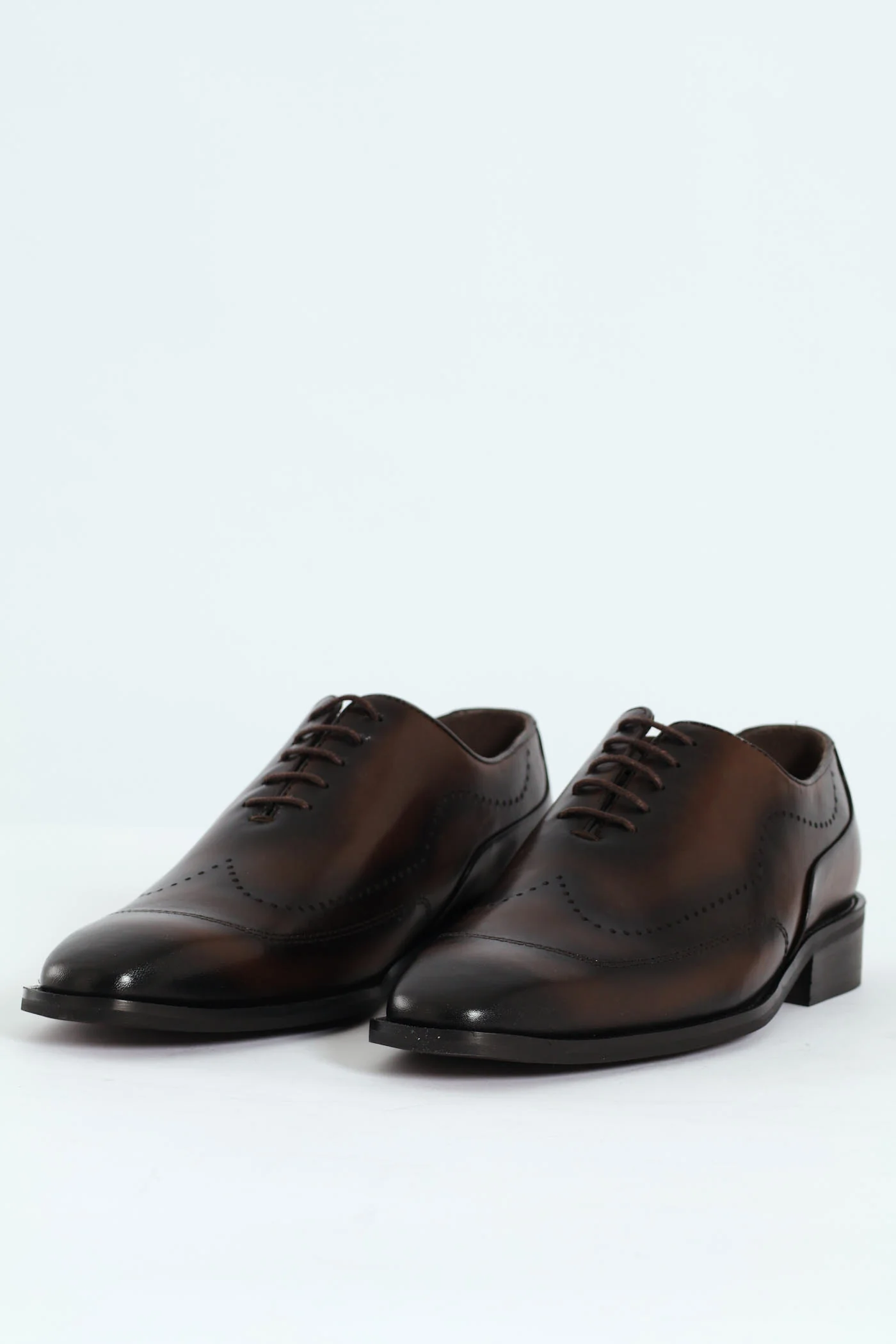 Punched Detail Oxford Shoe - Chocolate - Image 3