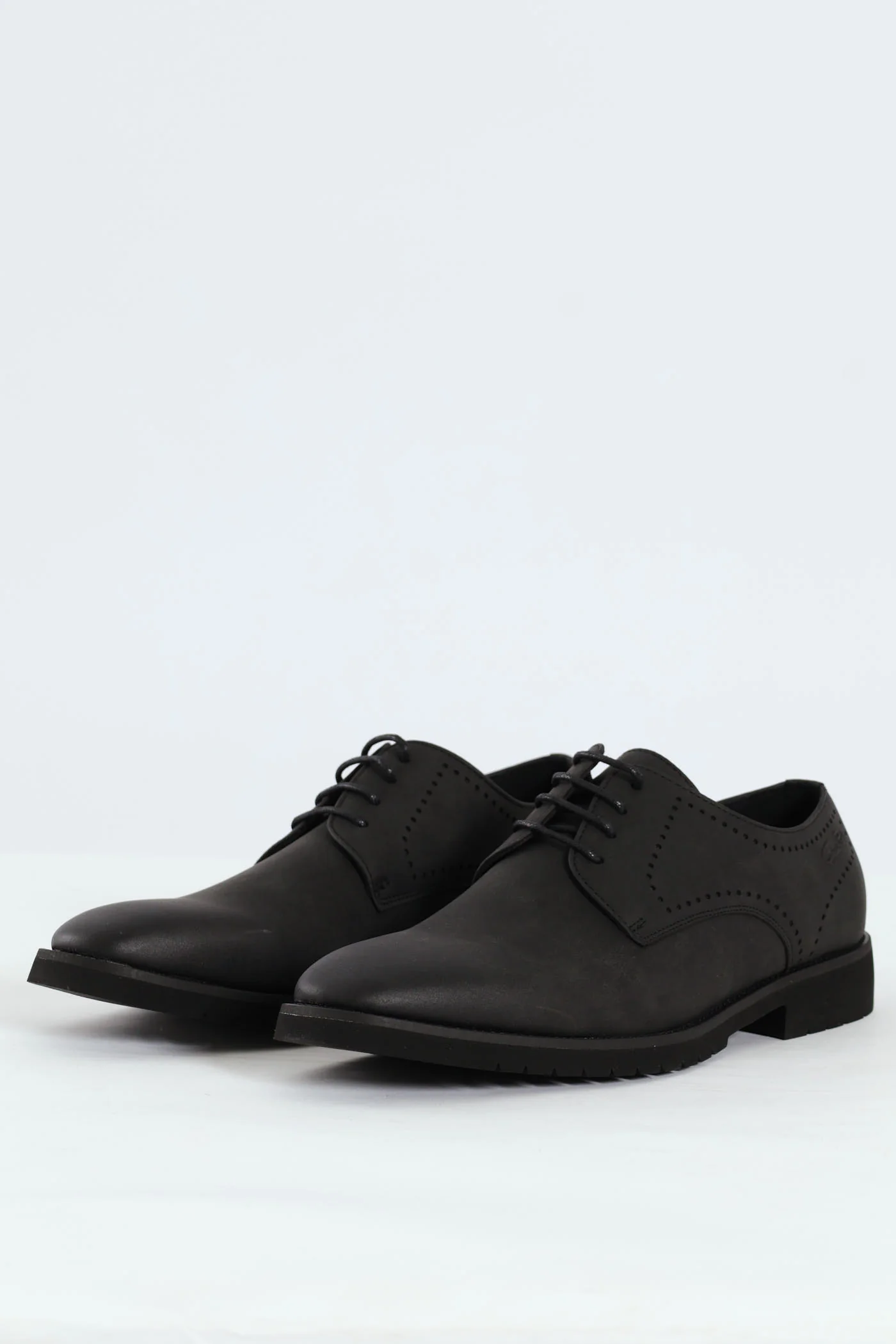 Punched Detail Smart Casual Derby Shoe - Black - Image 4
