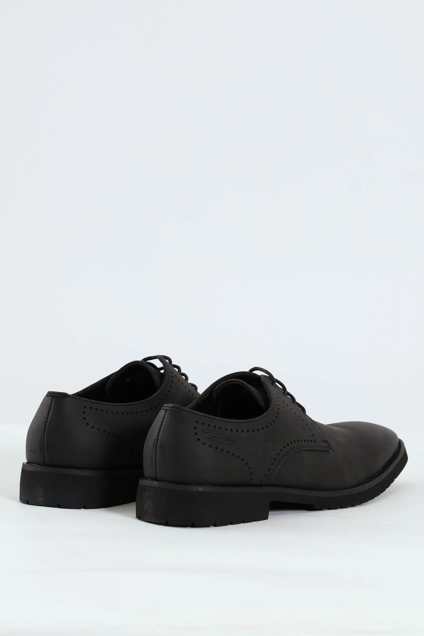 Punched Detail Smart Casual Derby Shoe - Black - Image 5