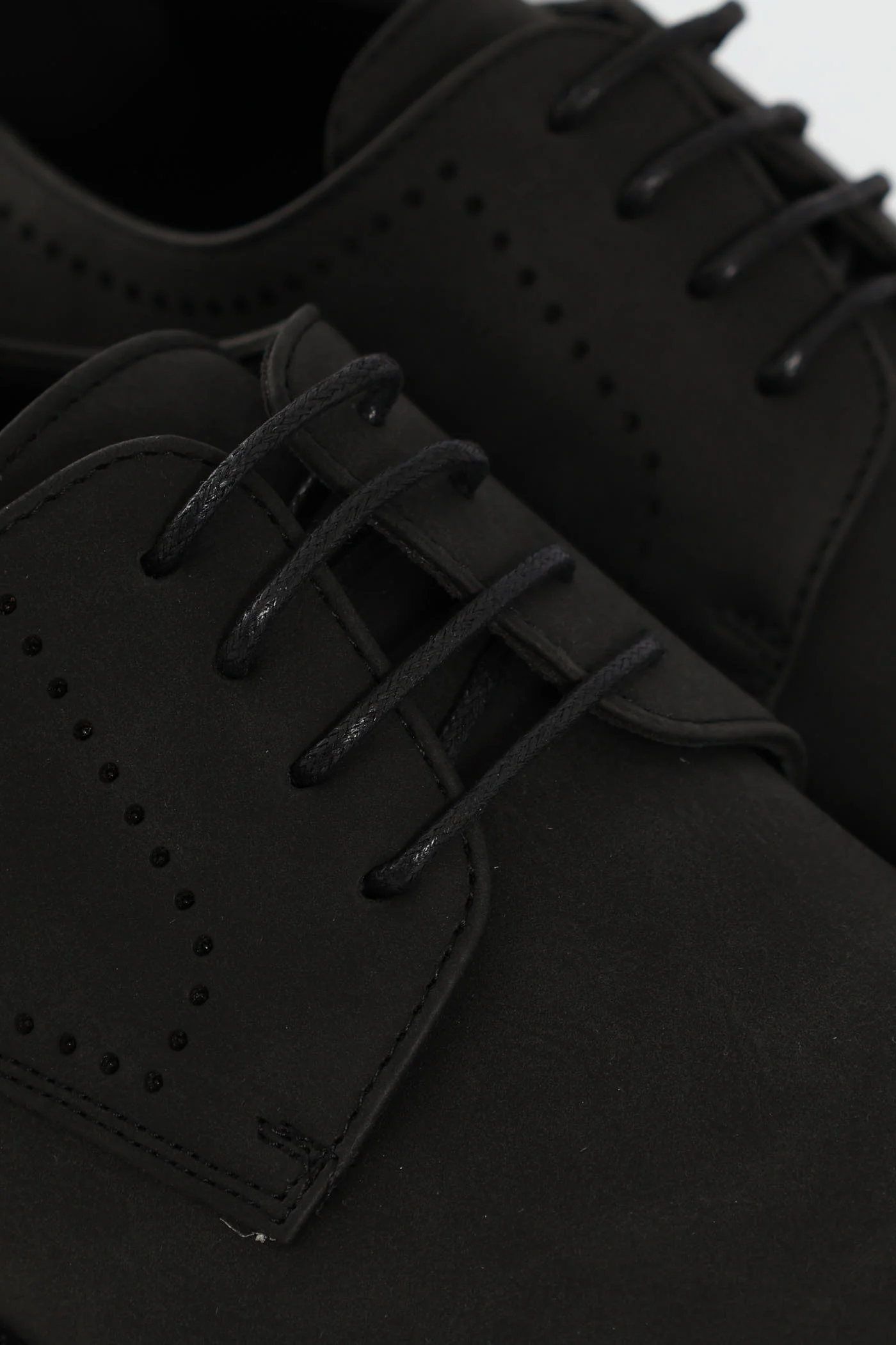 Punched Detail Smart Casual Derby Shoe - Black - Image 6