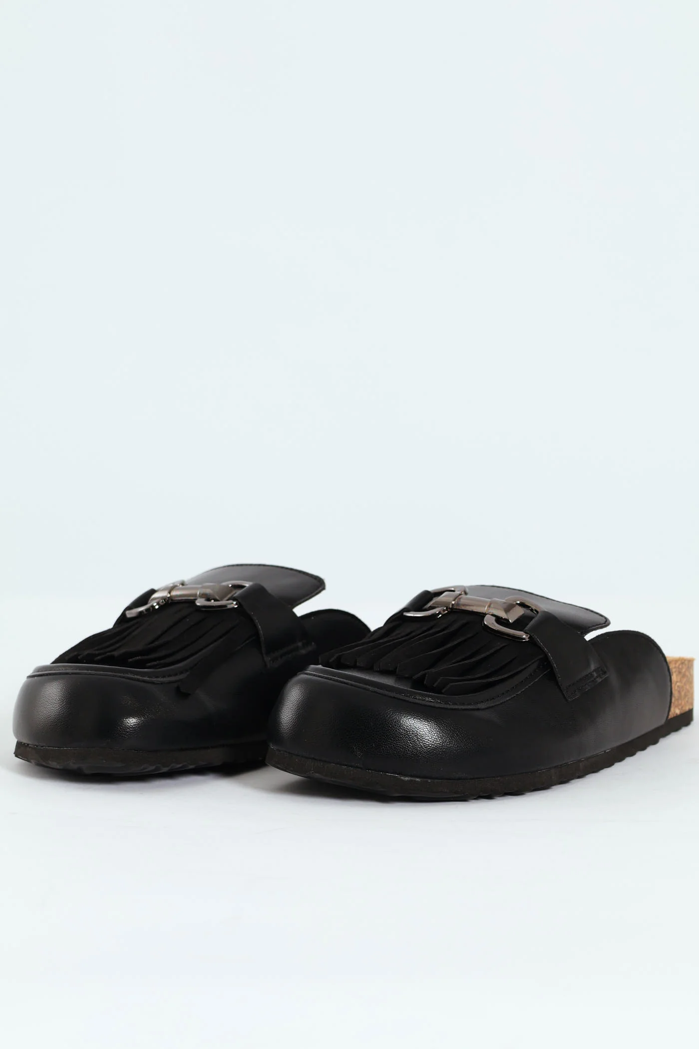Push In Mule With Tassle Apron Detail - Black - Image 3