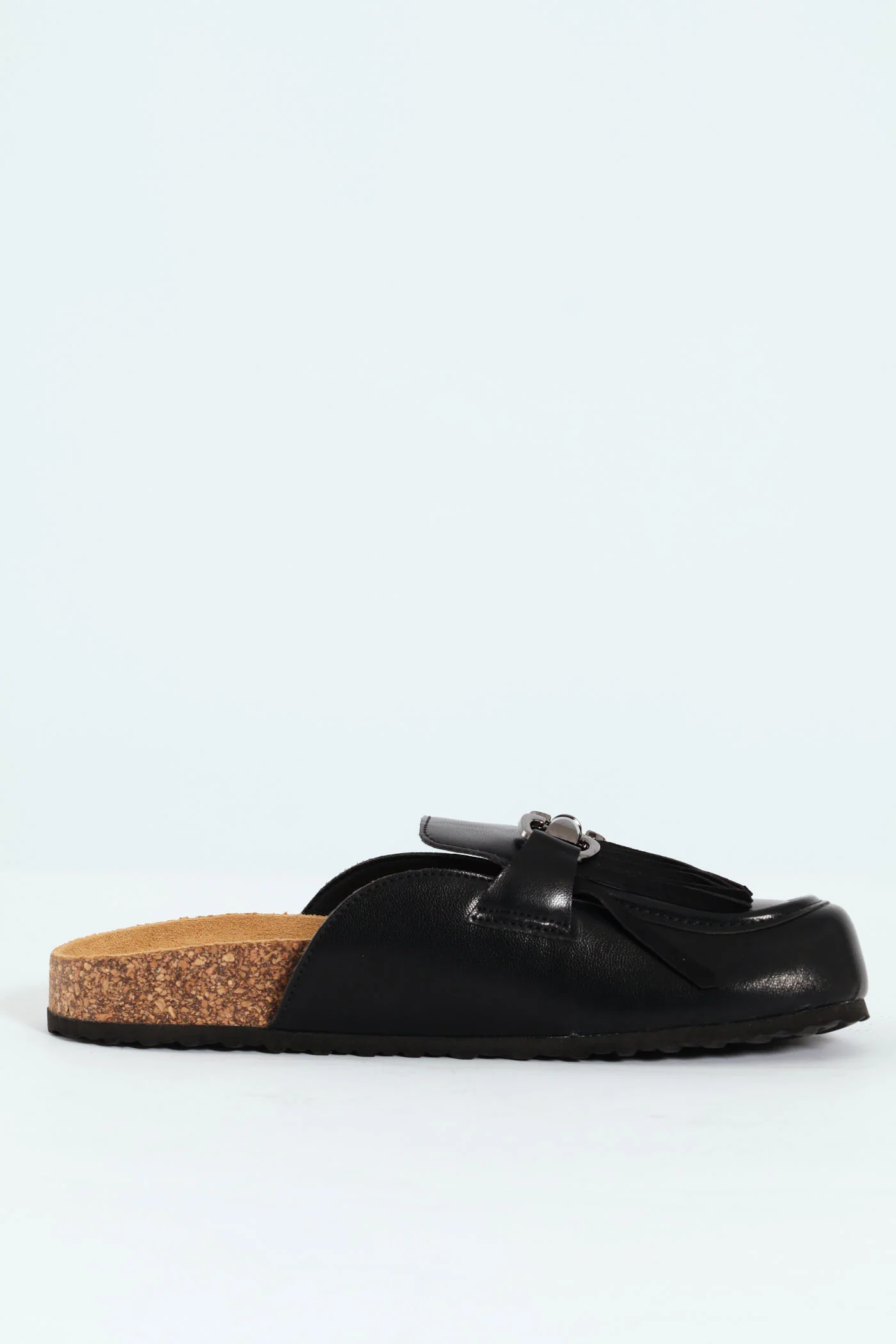 Push In Mule With Tassle Apron Detail - Black - Image 5