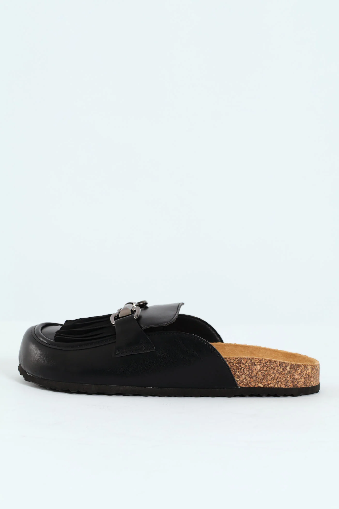 Push In Mule With Tassle Apron Detail - Black - Image 6