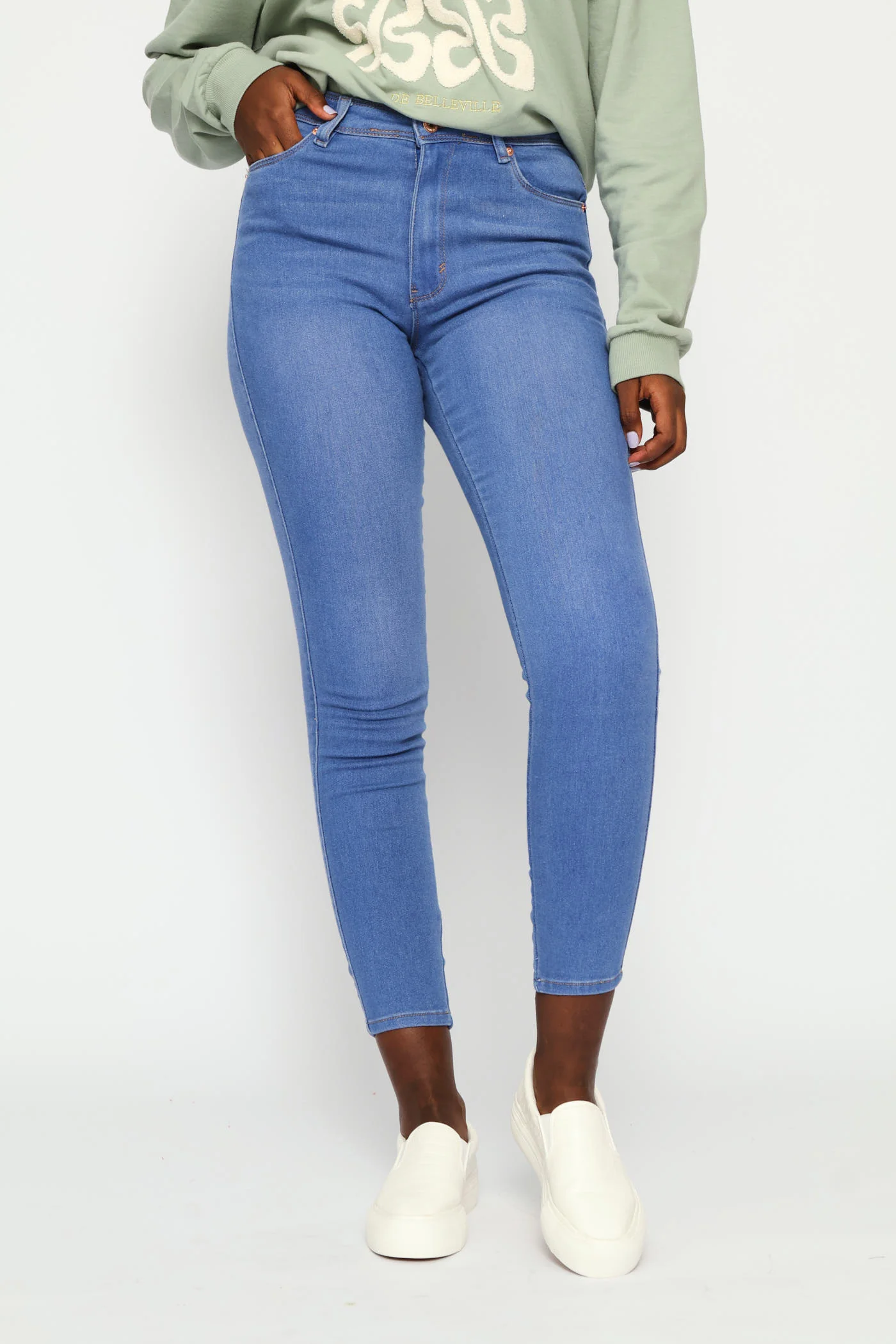 Push Up Hi-Waist Skinny Denim - Light Periwinkle - Image 2