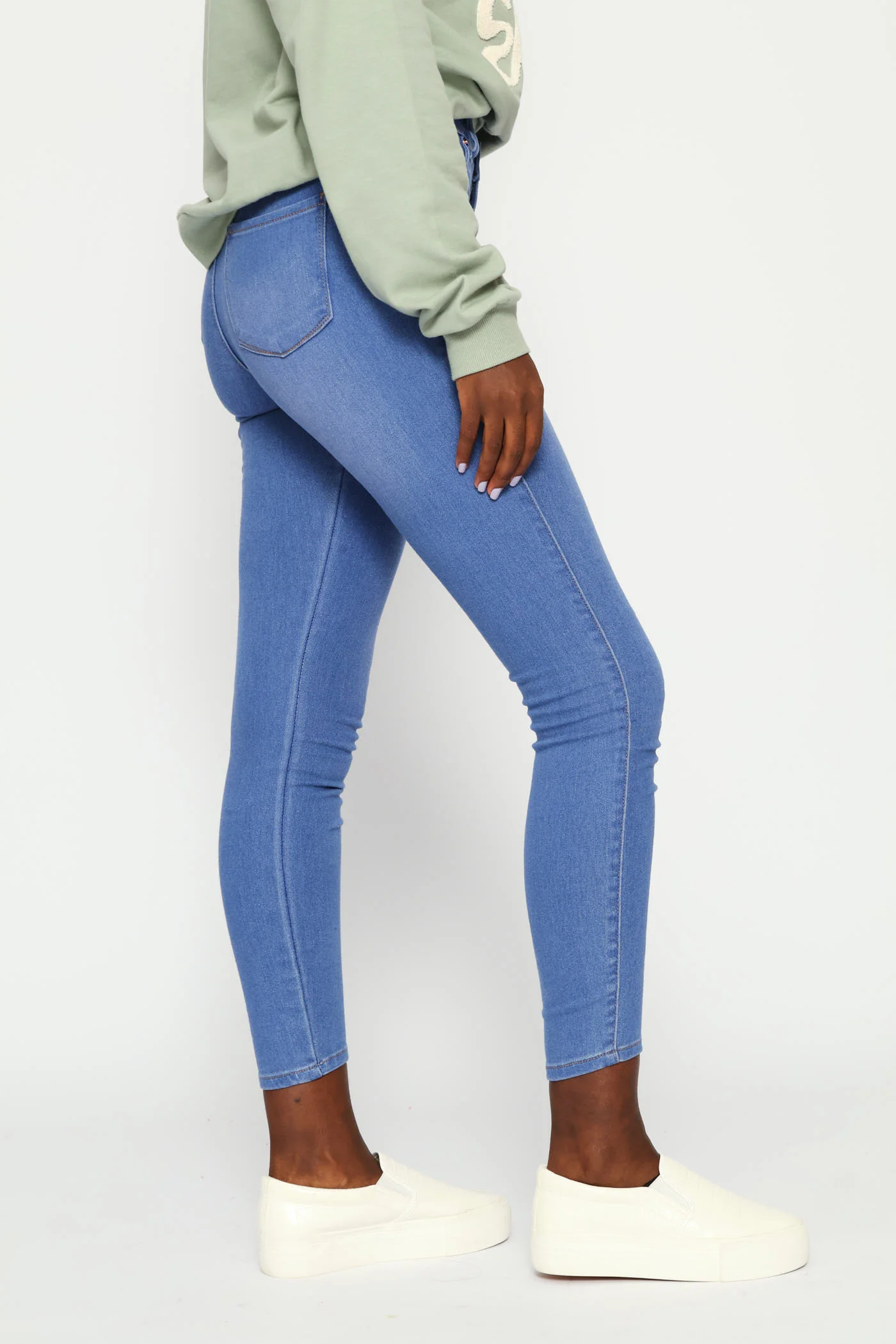 Push Up Hi-Waist Skinny Denim - Light Periwinkle - Image 4