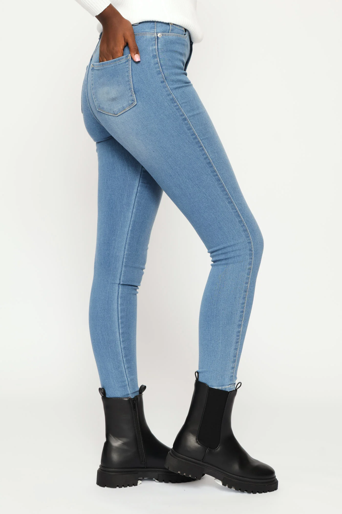 Push Up High Waist Skinny Denim - Light Wash - Image 11