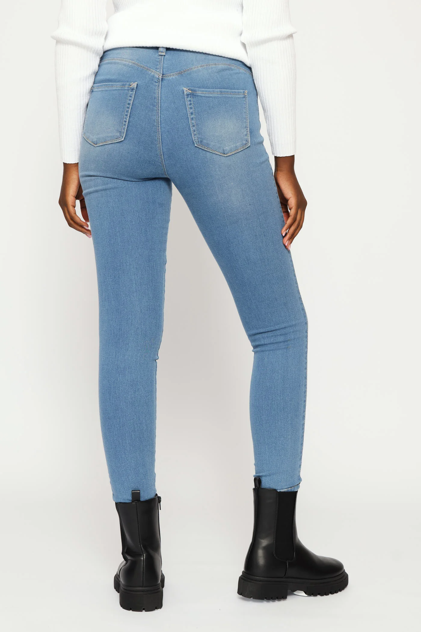 Push Up High Waist Skinny Denim - Light Wash - Image 13