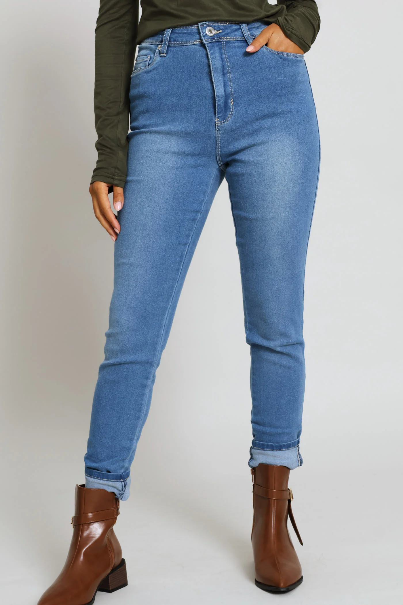 Push Up High Waist Skinny Denim - Light Wash - Image 2