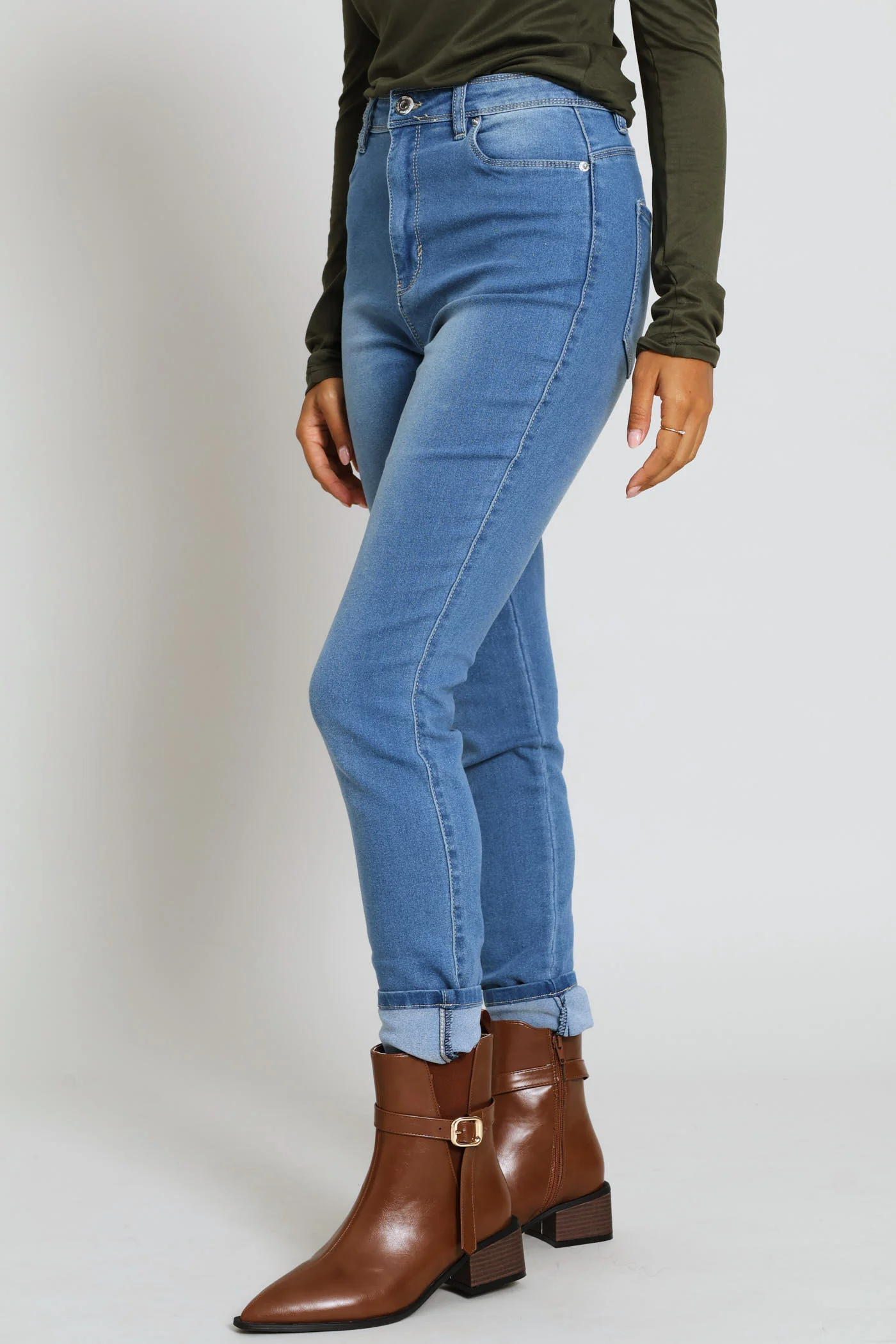 Push Up High Waist Skinny Denim - Light Wash - Image 4