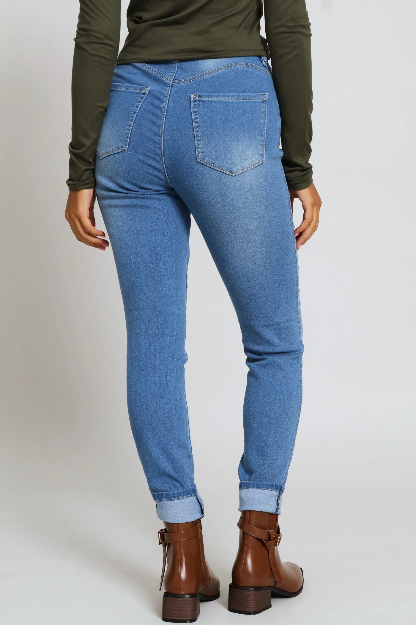 Push Up High Waist Skinny Denim - Light Wash - Image 5