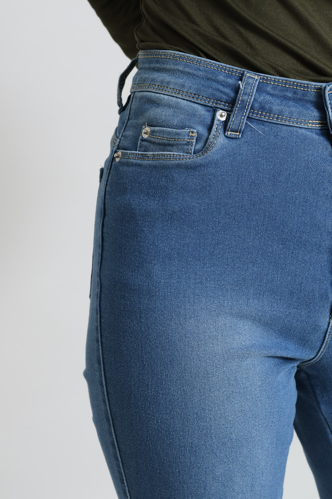 Push Up High Waist Skinny Denim - Light Wash - Image 7