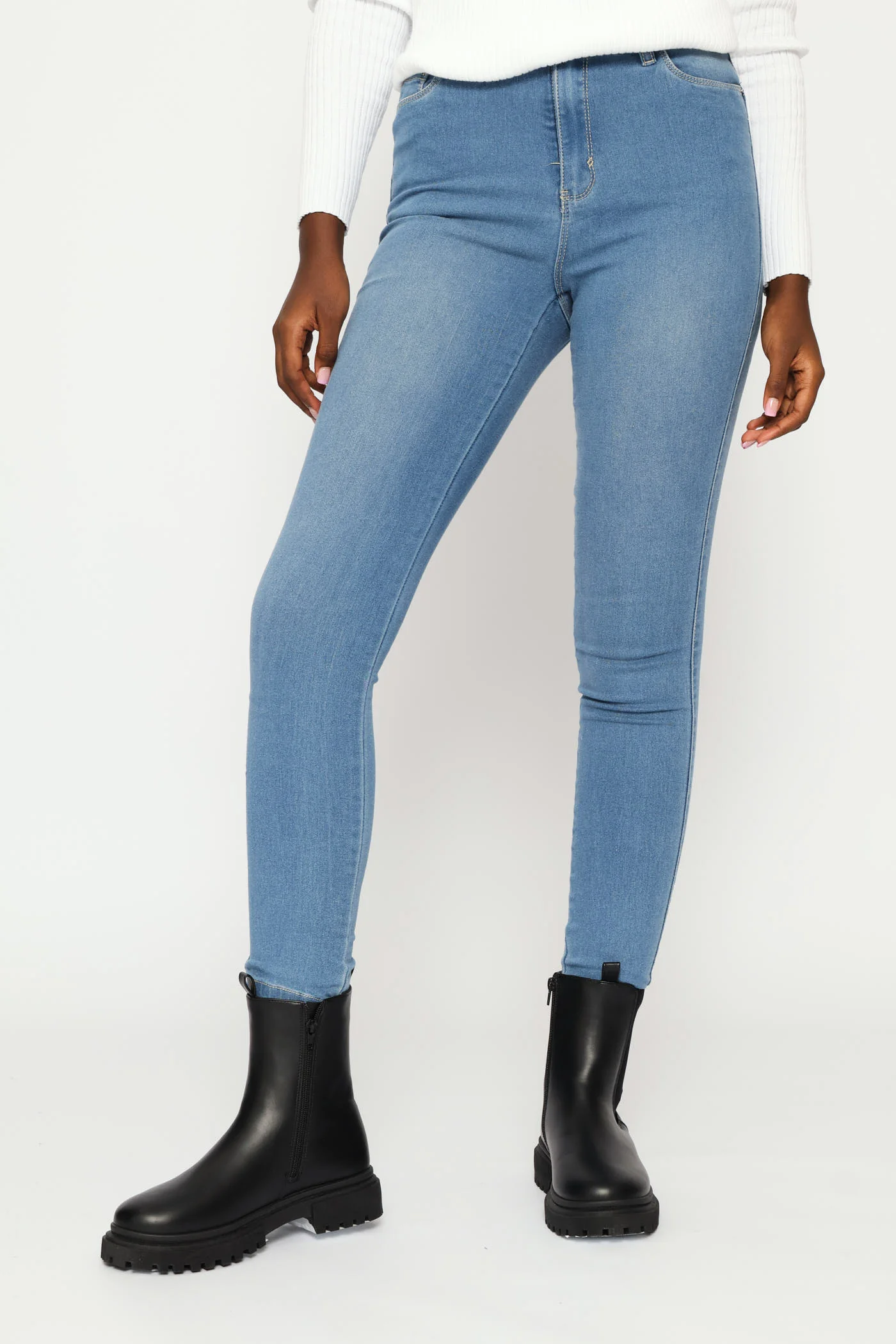 Push Up High Waist Skinny Denim - Light Wash - Image 8