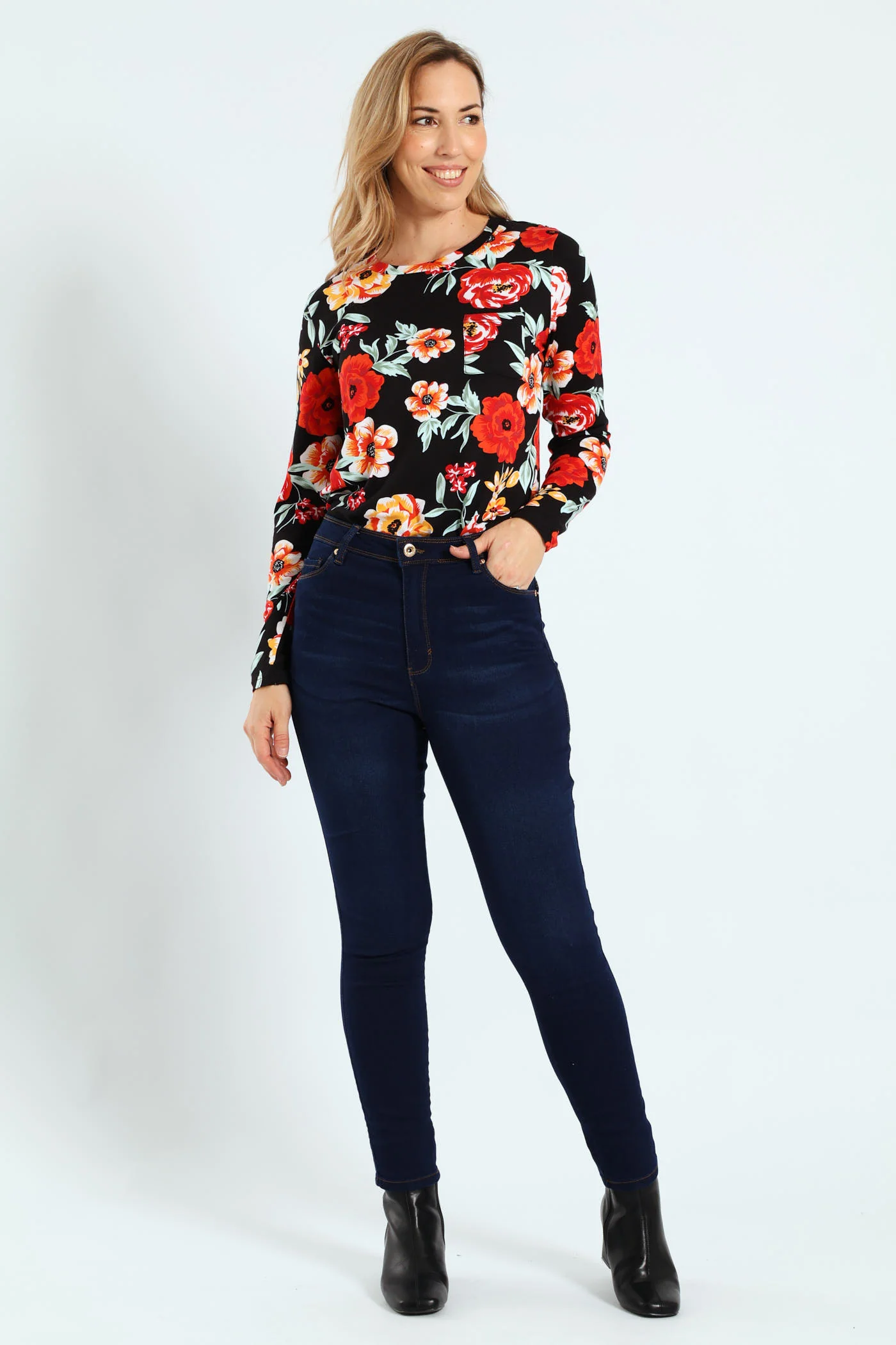 Push Up Hi-Waist Skinny Denim - Dark Wash - Image 2