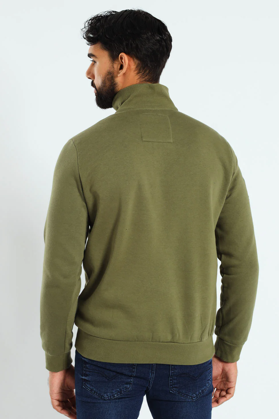 Quarter Zip Badge Sweat Top - Fatigue - Image 3