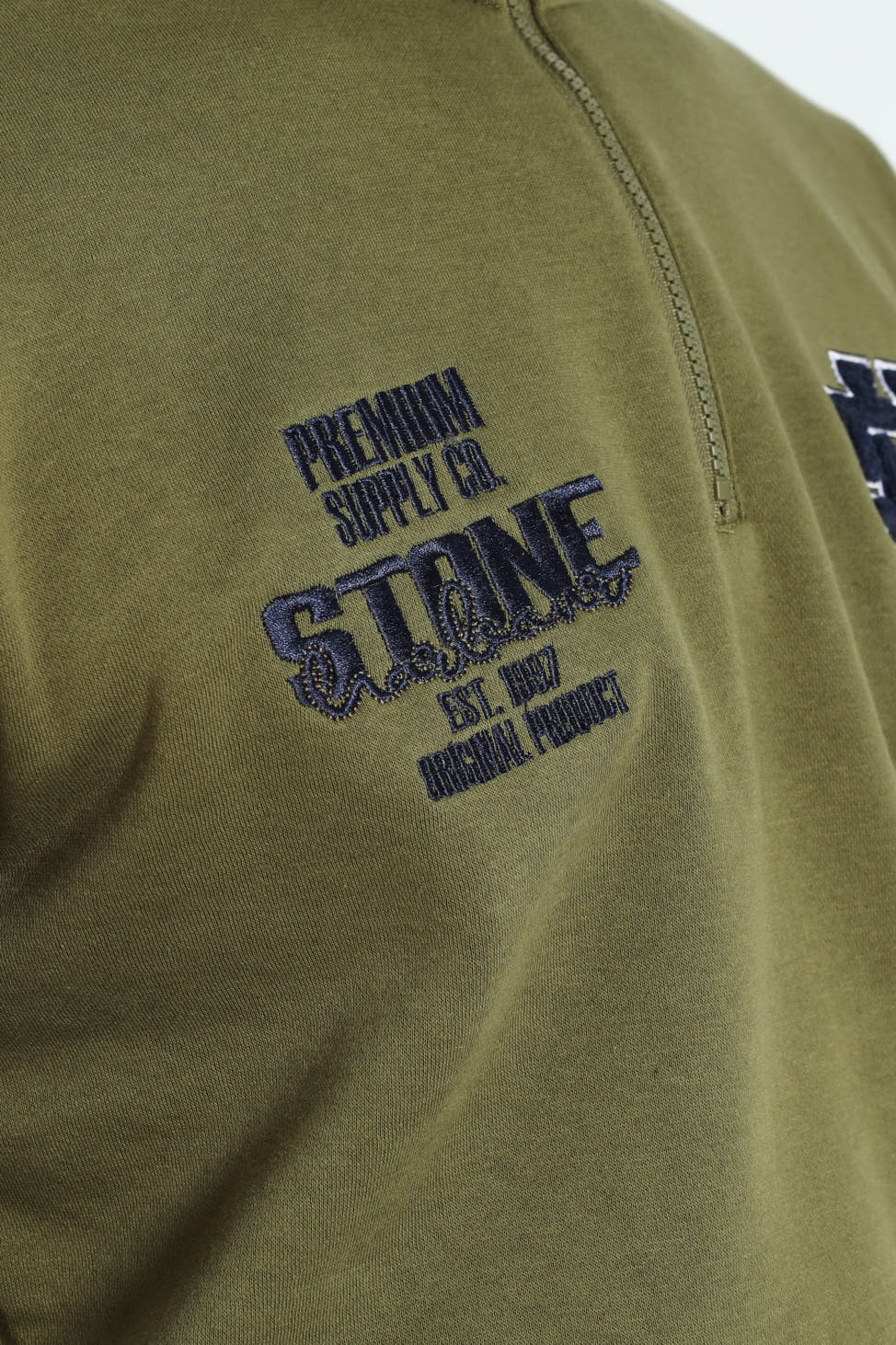 Quarter Zip Badge Sweat Top - Fatigue - Image 4