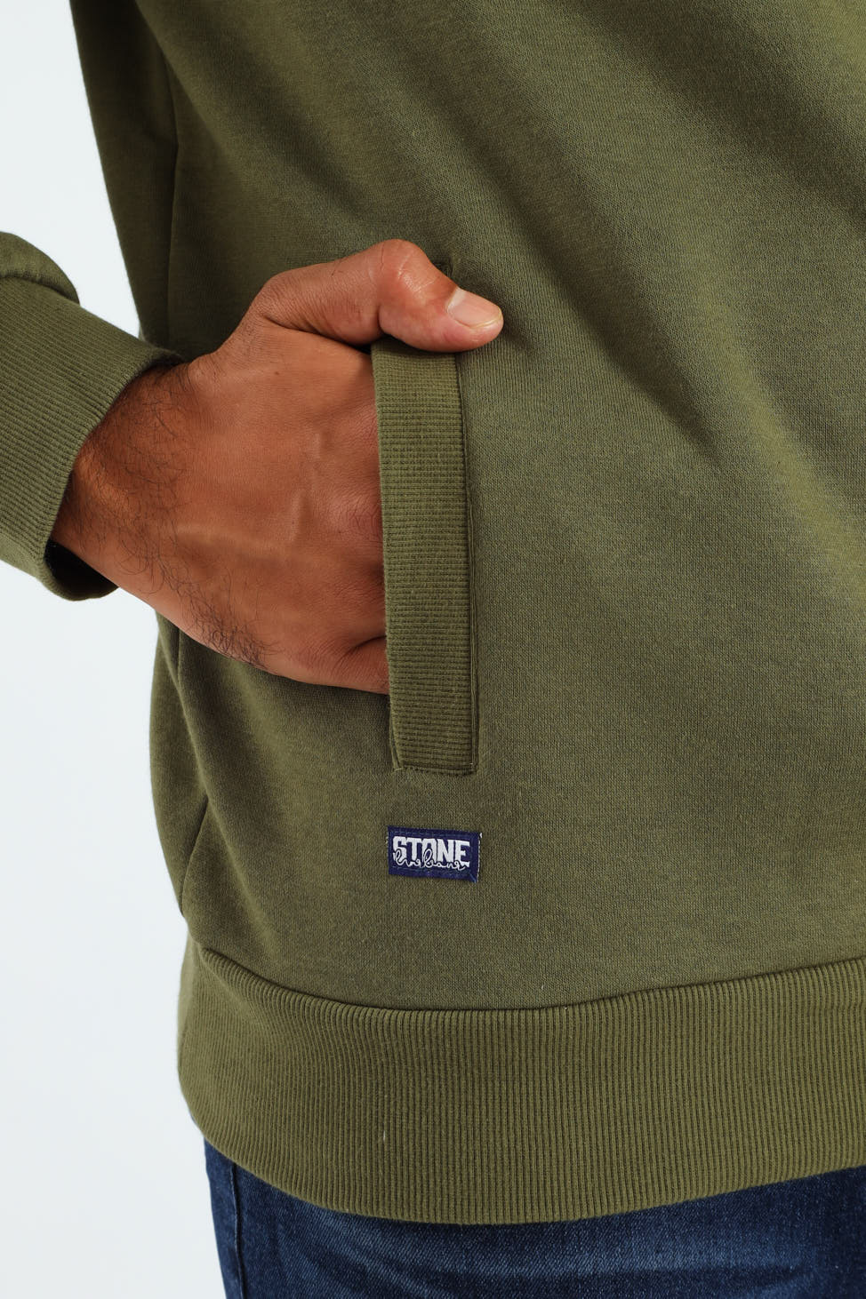 Quarter Zip Badge Sweat Top - Fatigue - Image 6
