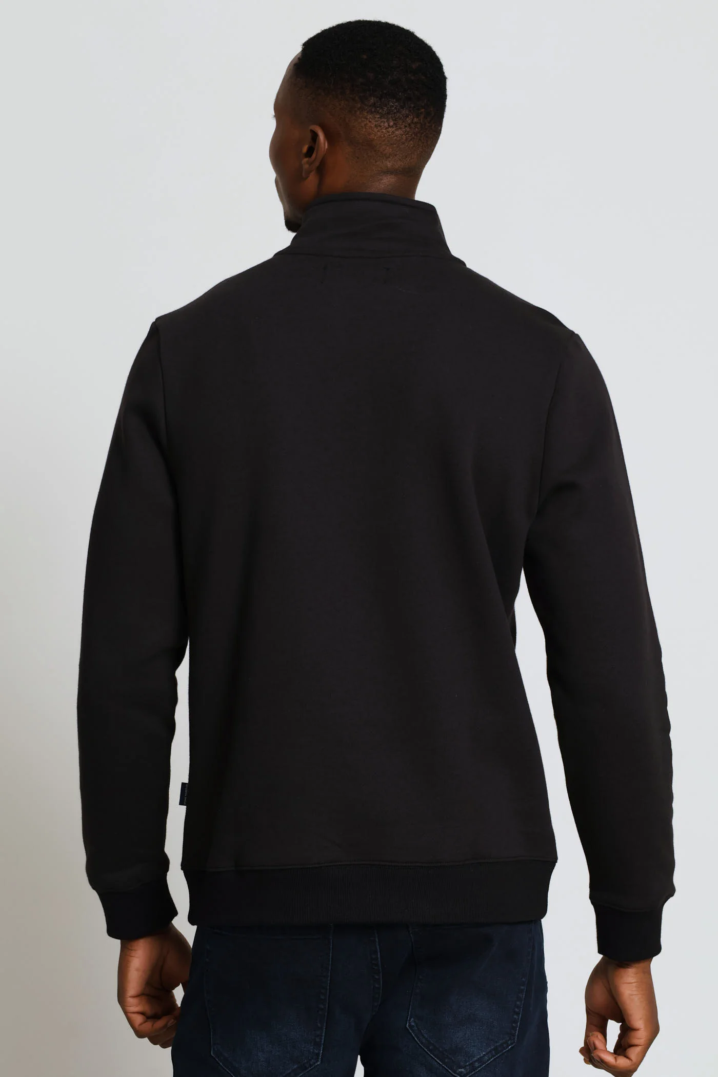 Quarter Zip Fleece Sweat Top - Black - Image 4