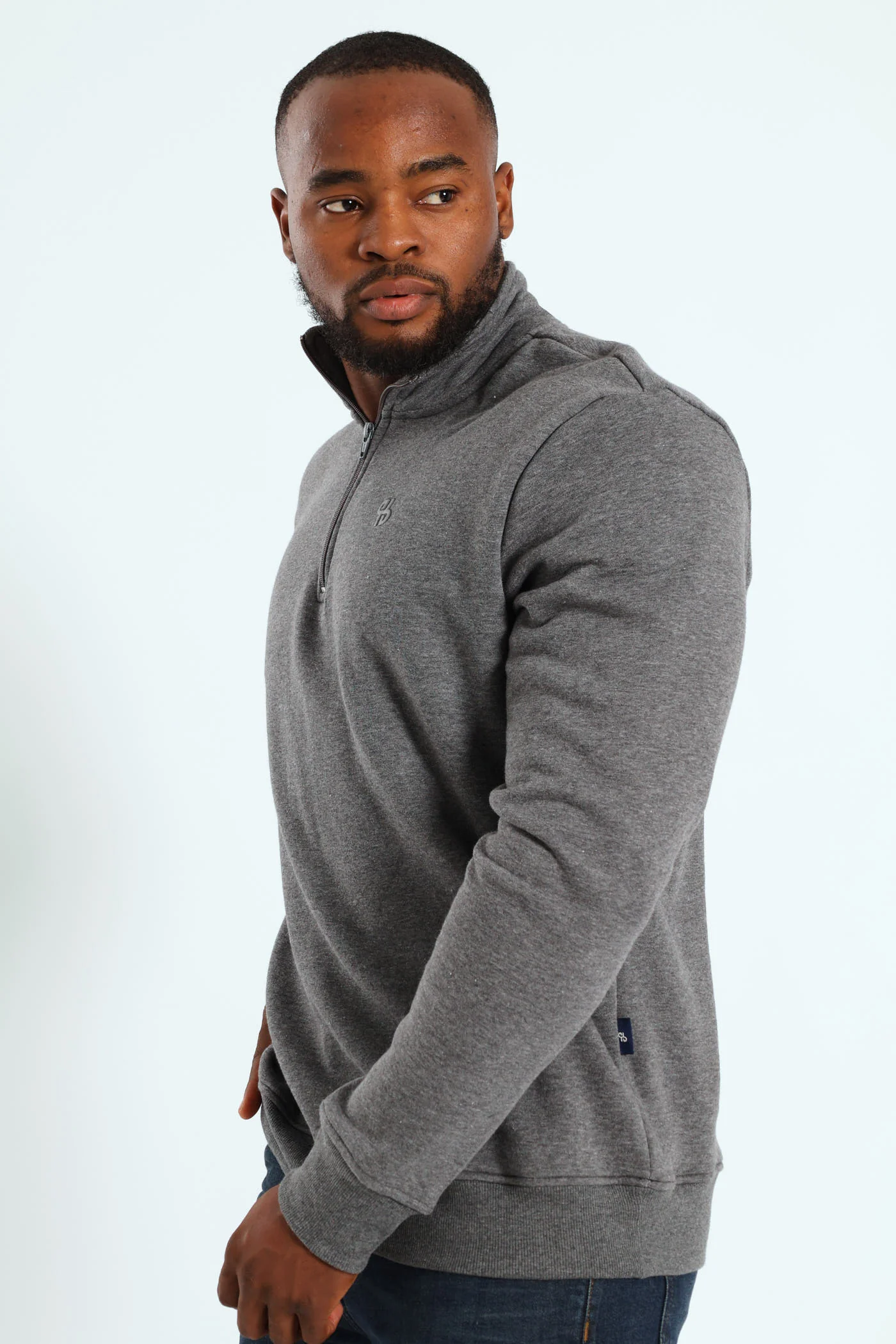 Quarter Zip Fleece Sweat Top - Charcoal - Image 2