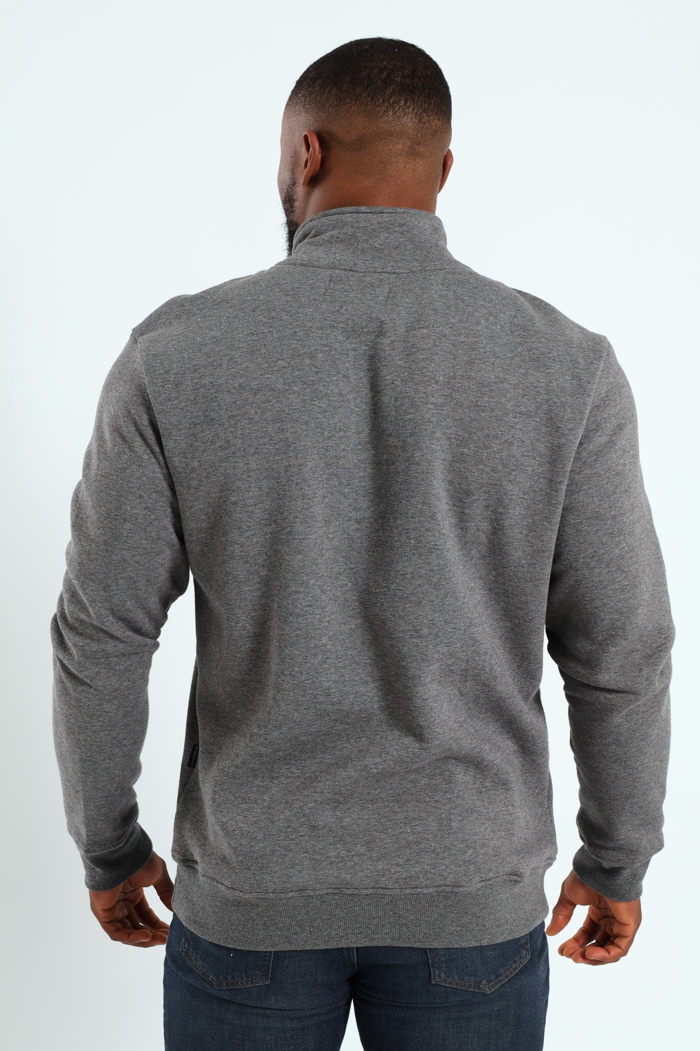 Quarter Zip Fleece Sweat Top - Charcoal - Image 3