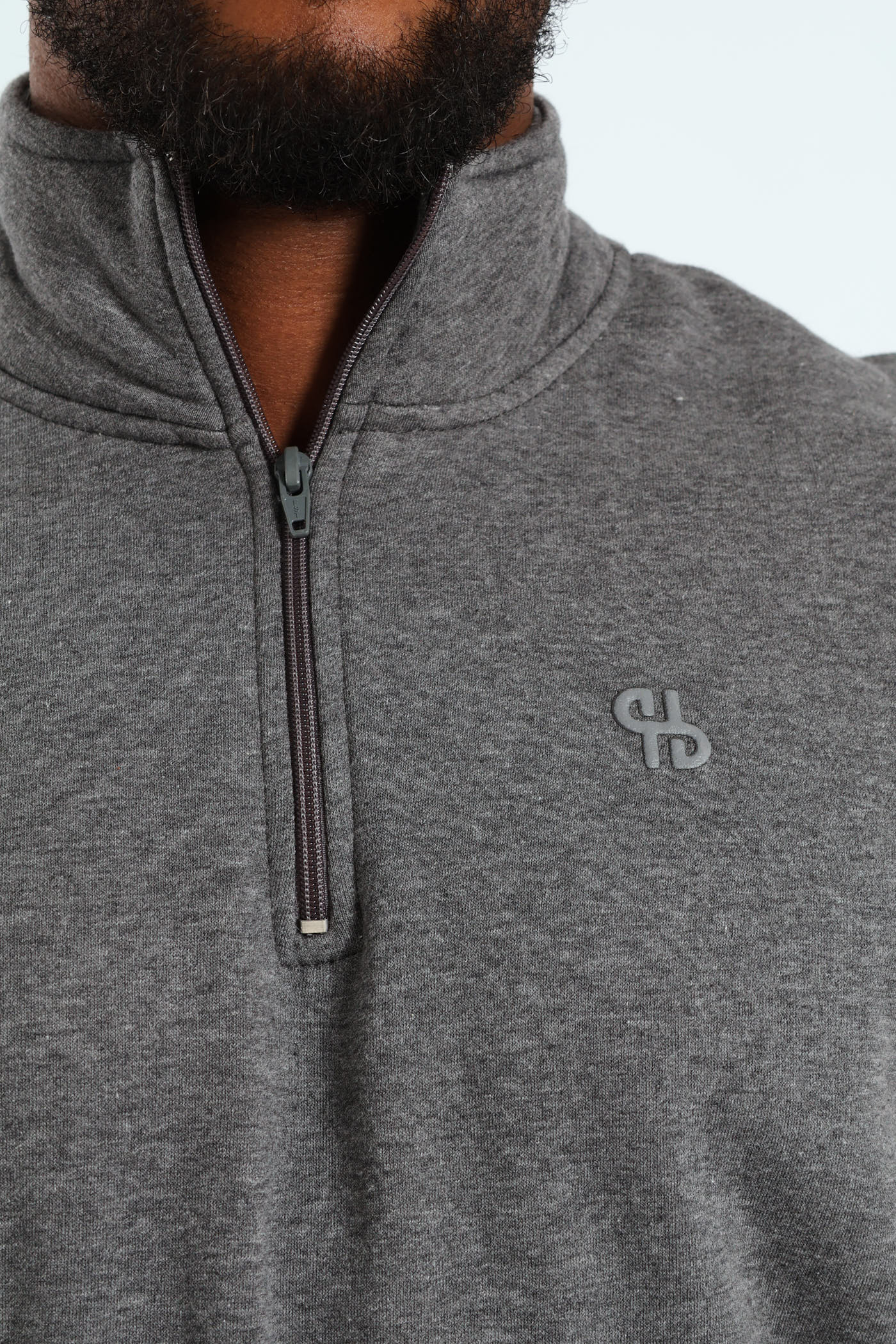 Quarter Zip Fleece Sweat Top - Charcoal - Image 4