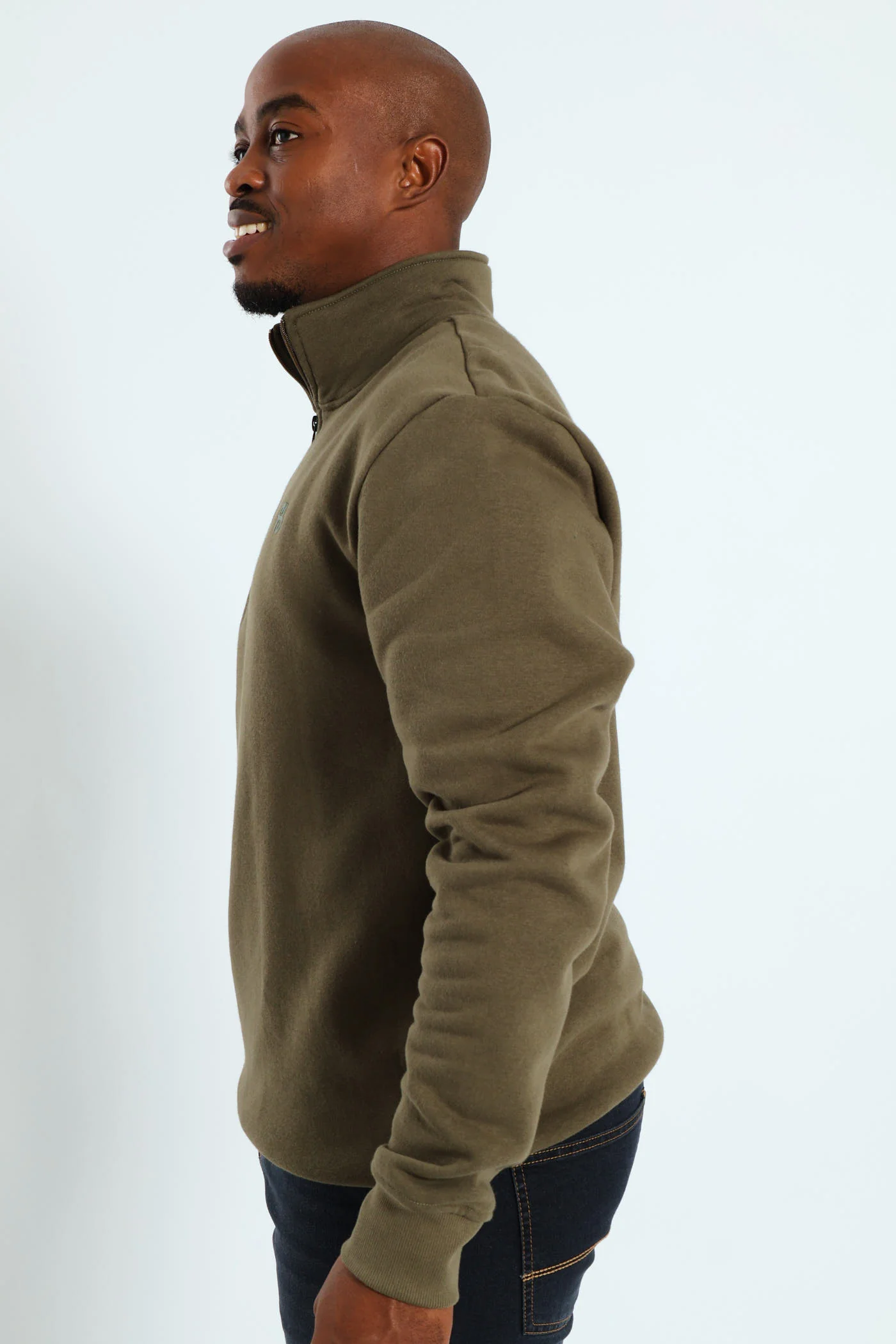 Quarter Zip Fleece Sweat Top - Fatigue - Image 2
