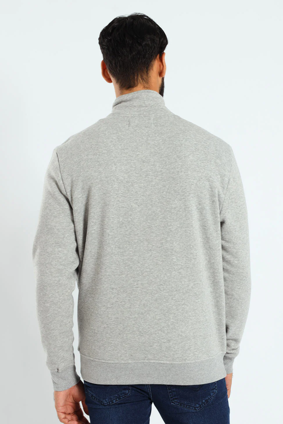Quarter Zip Fleece Sweat Top - Grey Melange - Image 3