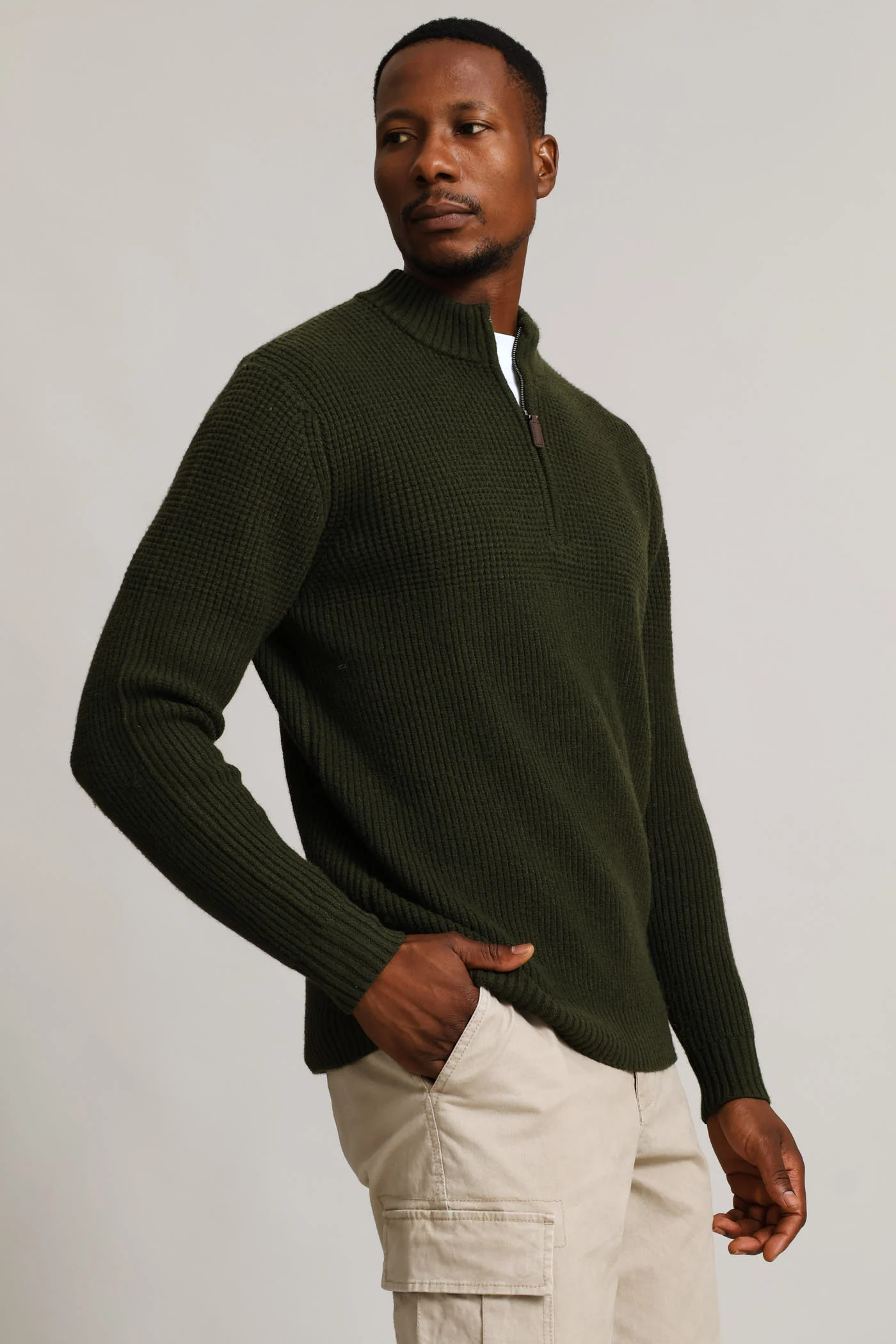 Quarter Zip Knitwear - Fatigue - Image 3