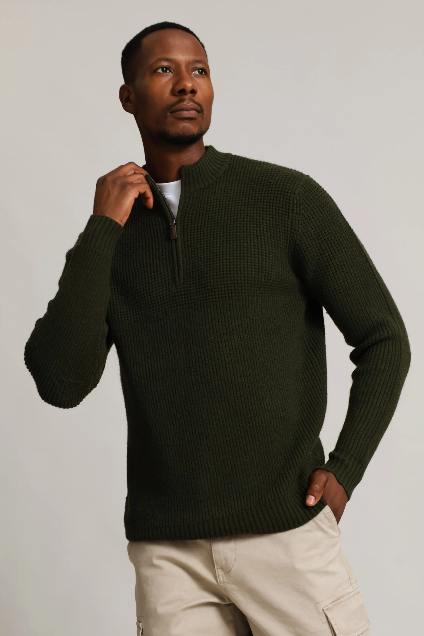 Quarter Zip Knitwear - Fatigue - Image 5