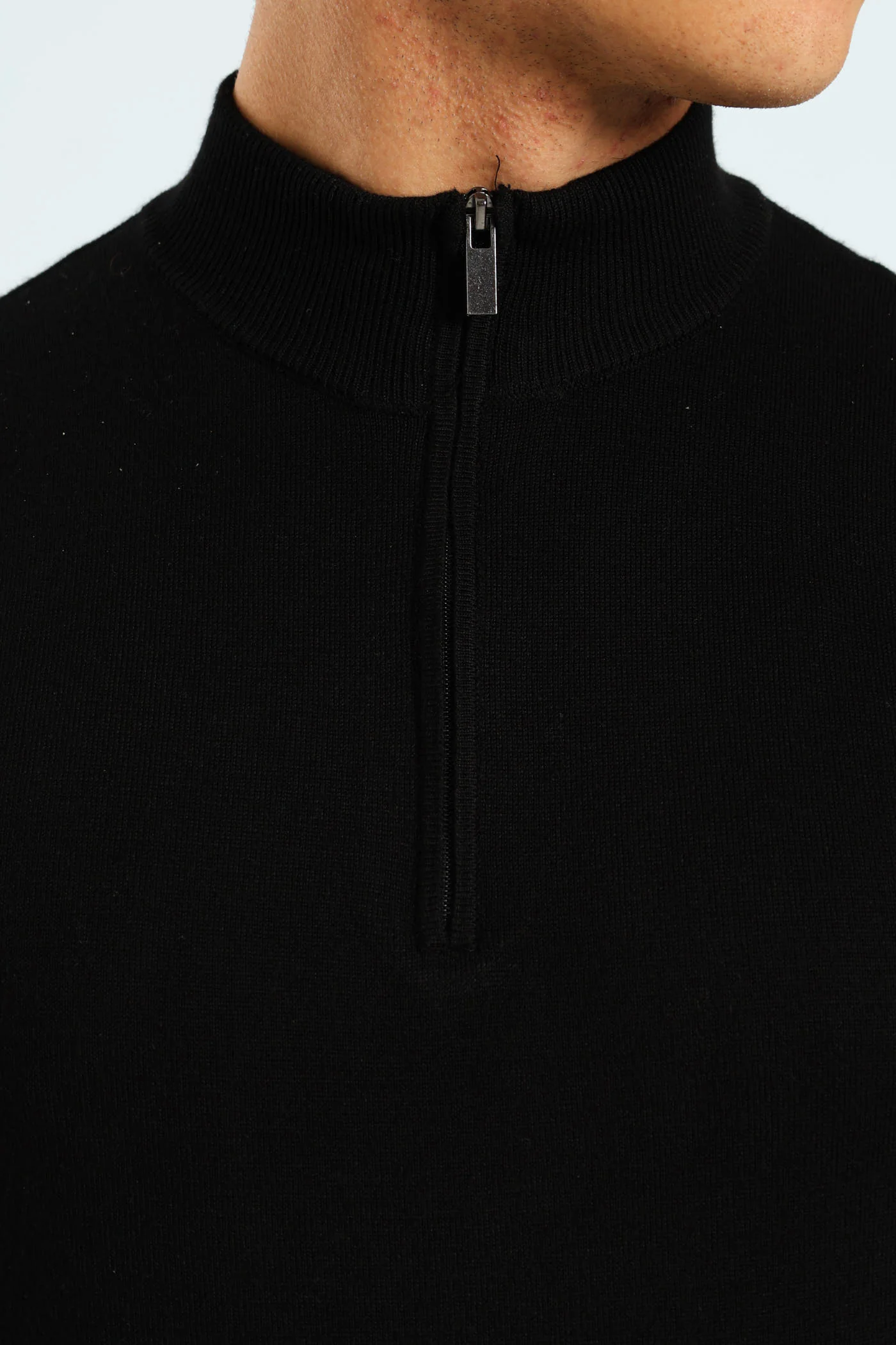 Quater Zip Knitwear - Black - Image 2