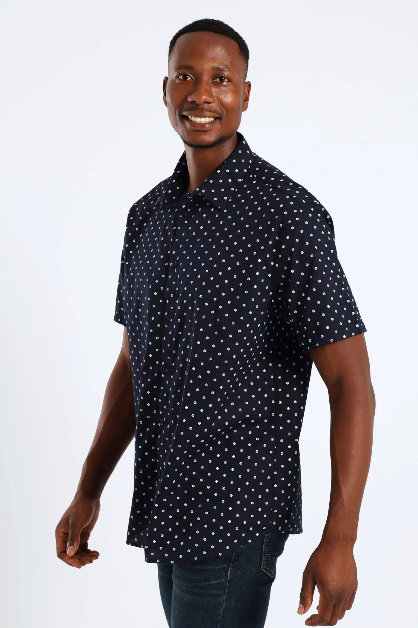 Quatro Dot Regular Shirt - Navy - Image 3