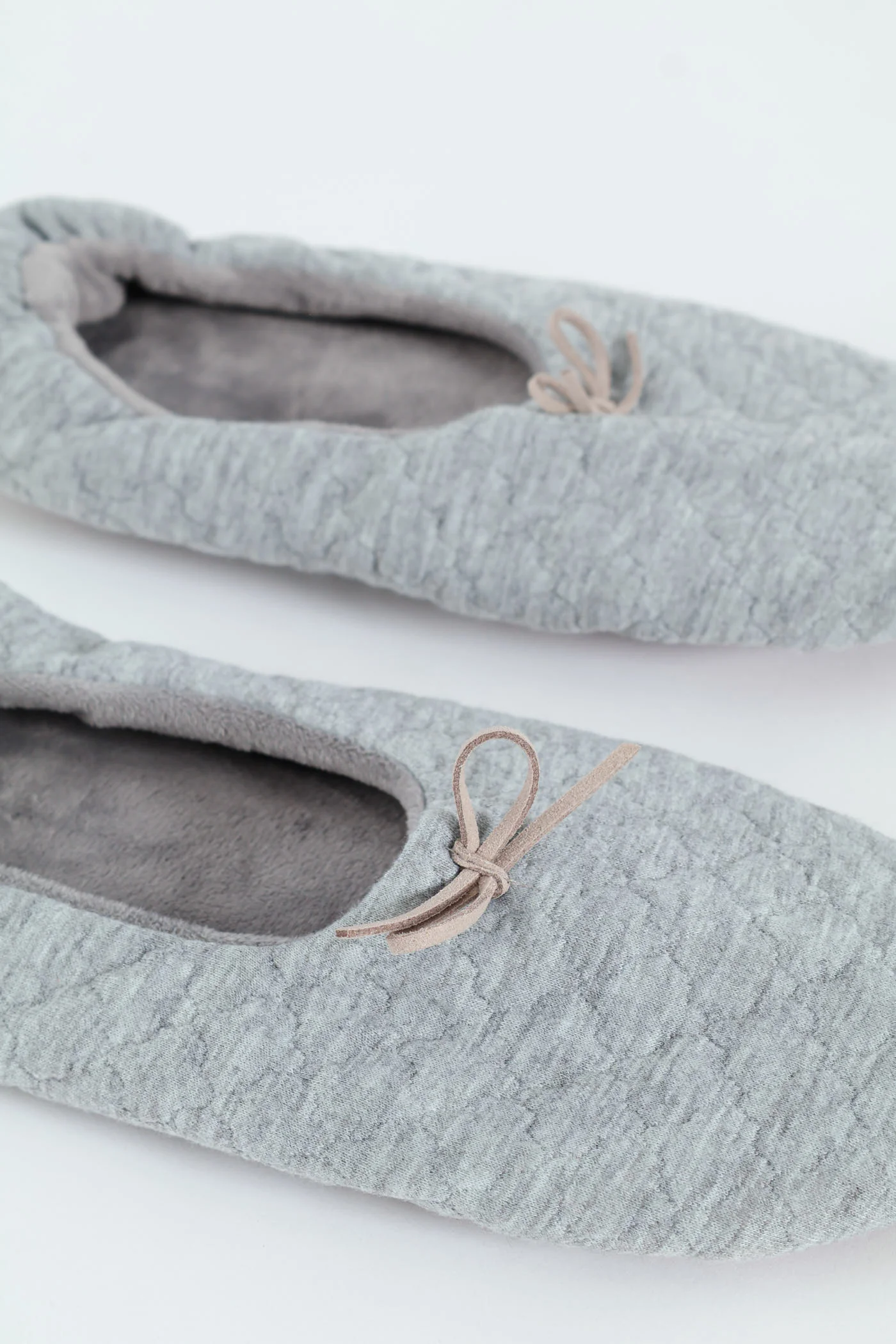 Quilted Ballerina Slipper Sock - Grey Melange - Image 2