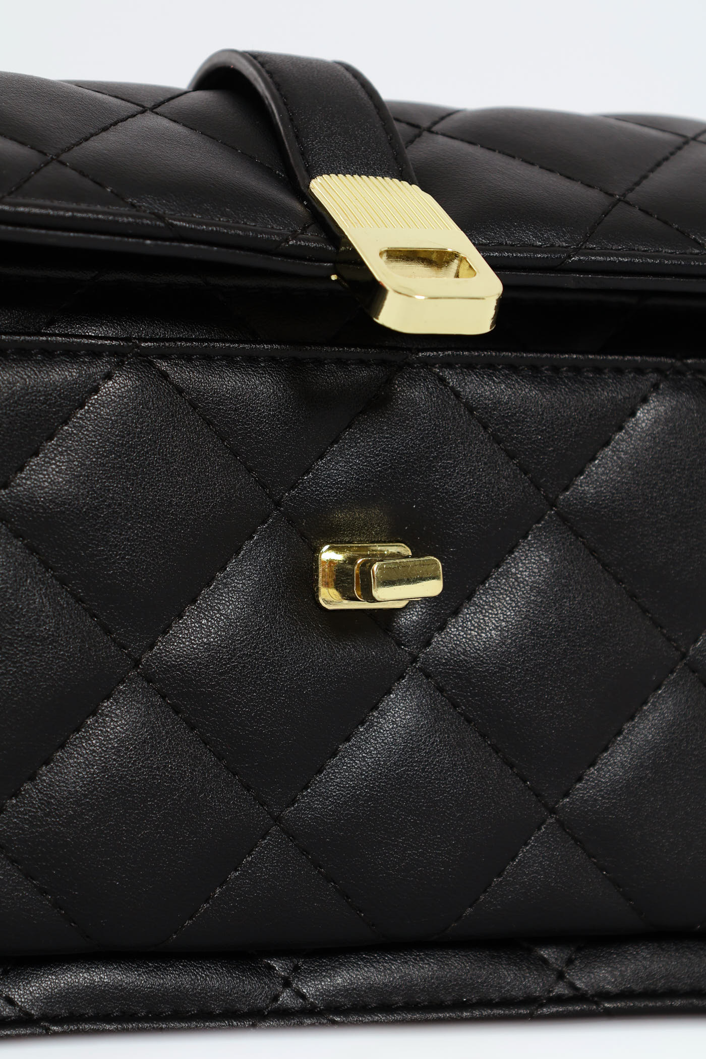 Quilted Chain Satchel - Black - Image 5
